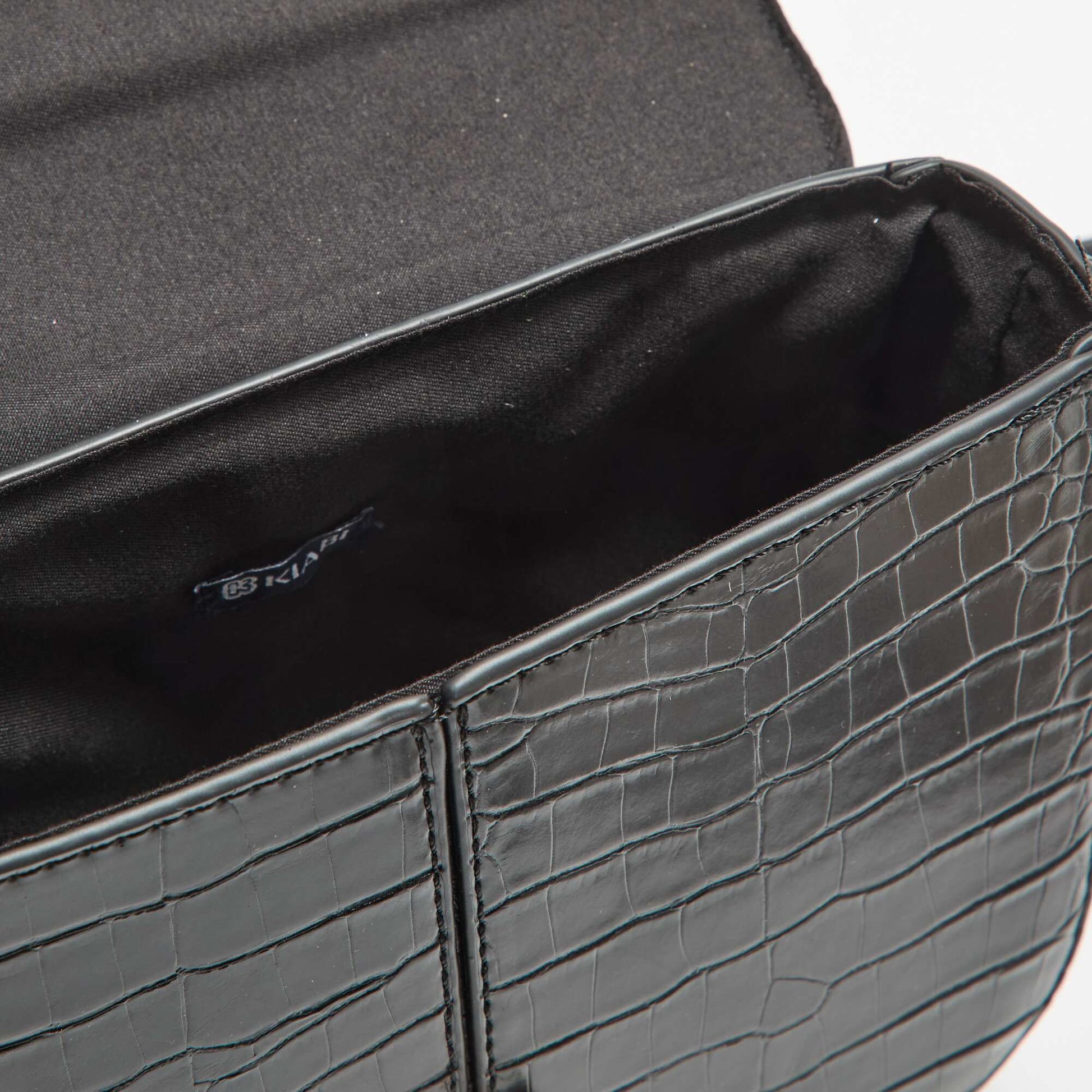 Faux Croc-Effect Handbag BLACK