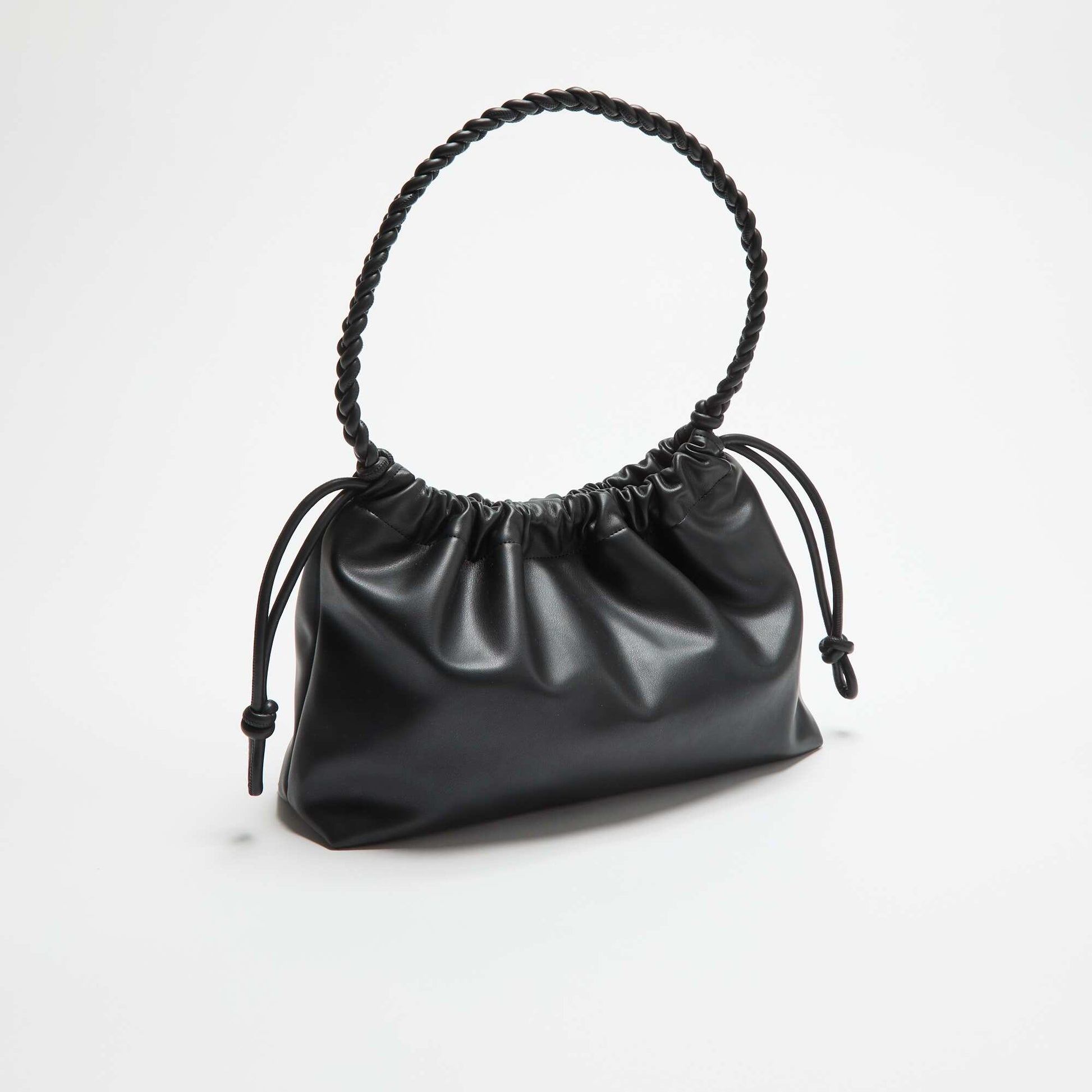 Faux Leather Pouch Bag BLACK