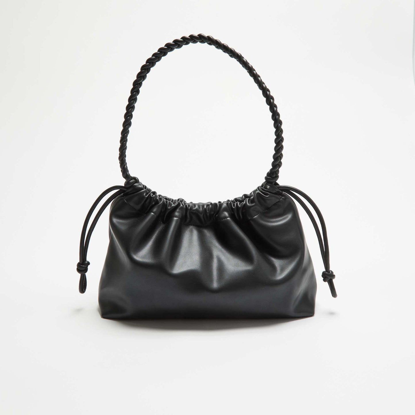 Faux Leather Pouch Bag BLACK