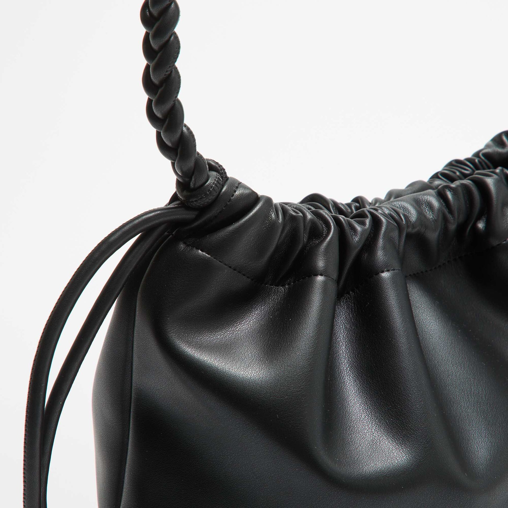 Faux Leather Pouch Bag BLACK