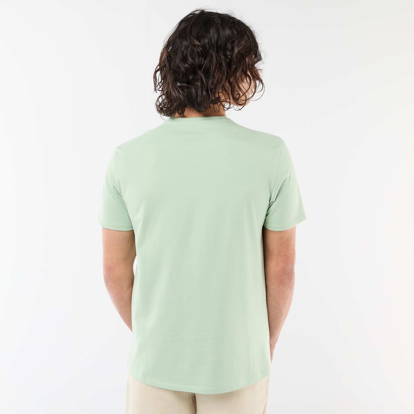 Plain short-sleeved T-shirt with embroidery GREEN