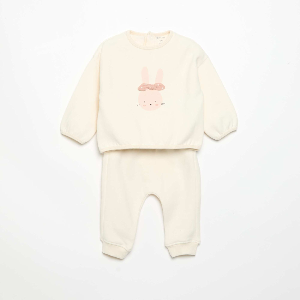 2-piece Fleece Jogging Set - Sweatshirt + Trousers WHITE