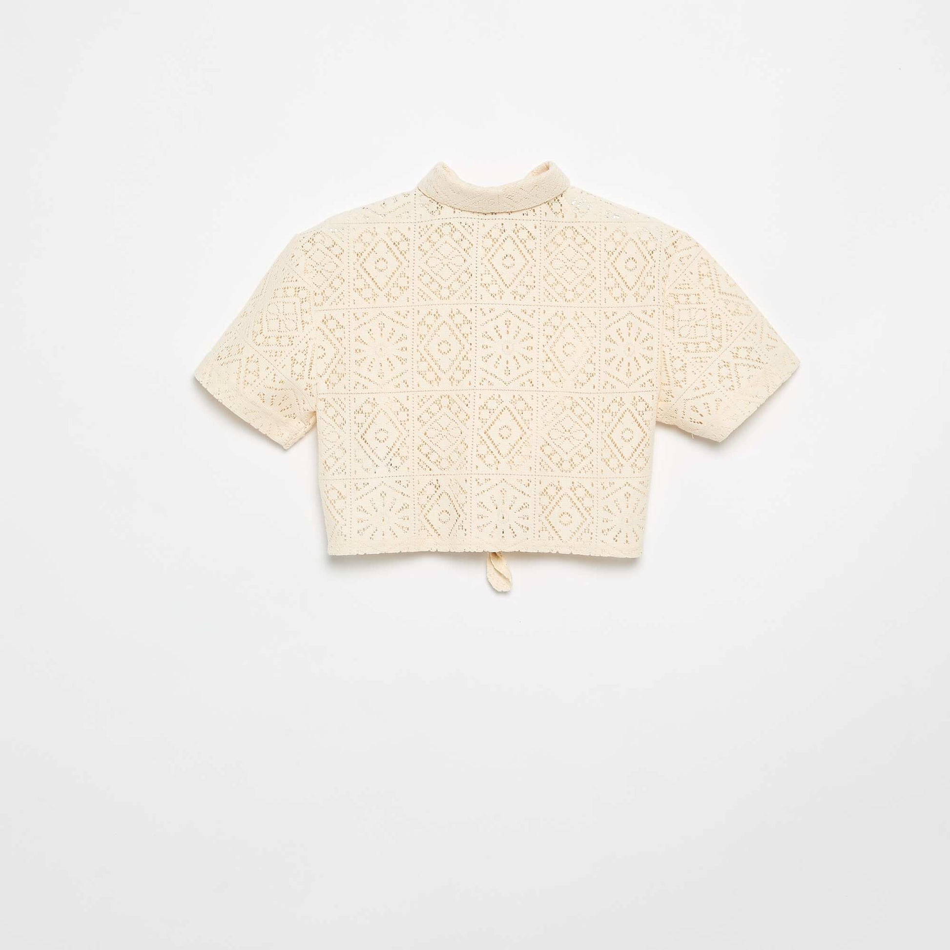 Openwork crochet blouse-style T-shirt WHITE