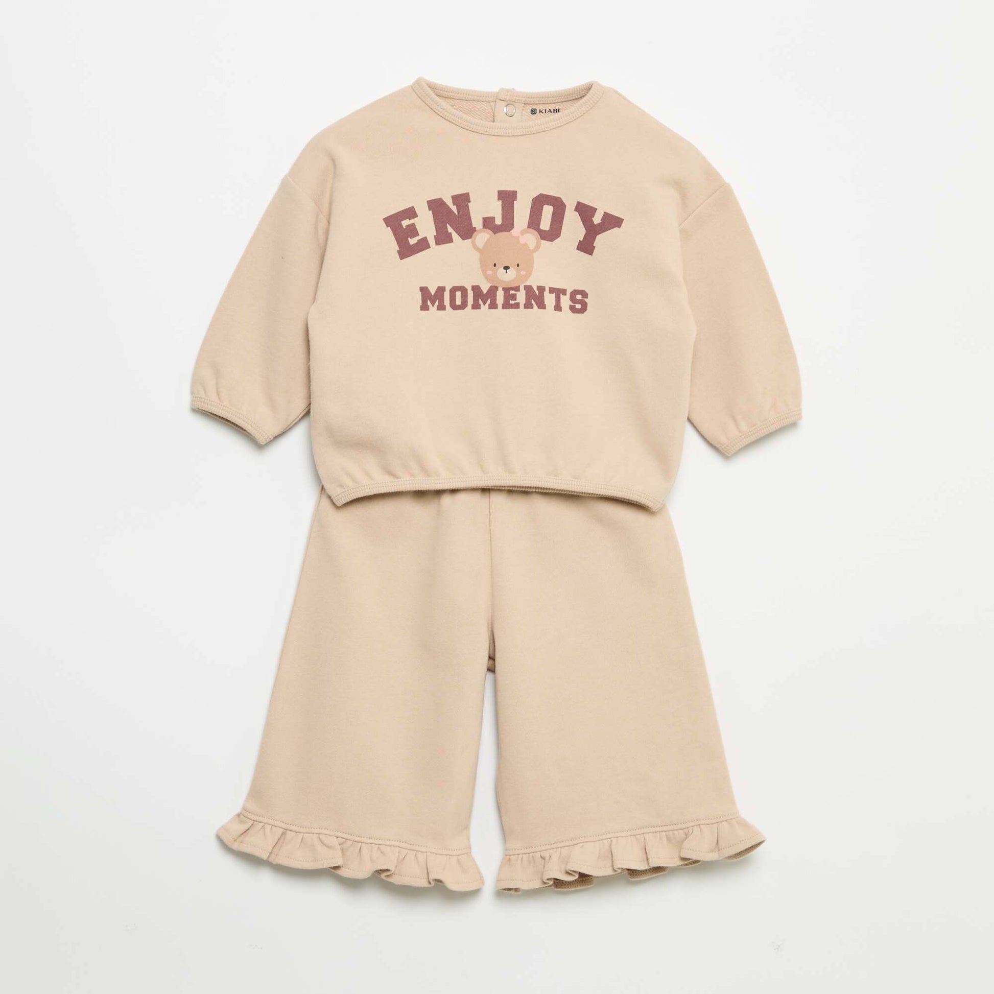 2-piece fleece set BEIGE