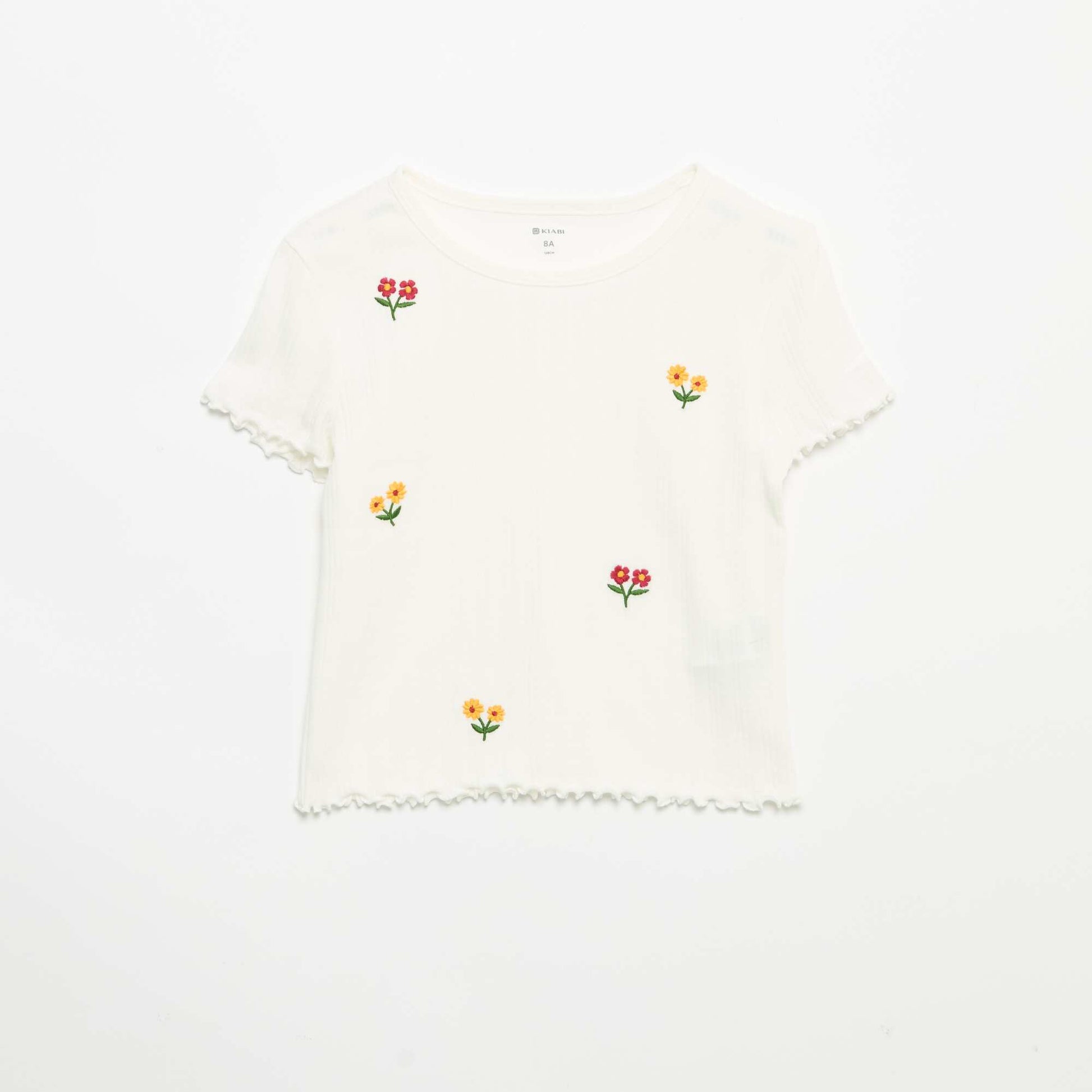 Short-sleeved embroidered T-shirt WHITE