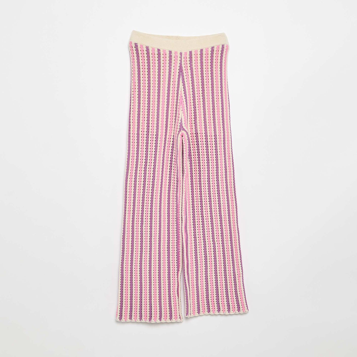 Striped Crochet-Knit Effect Pants PURPLE