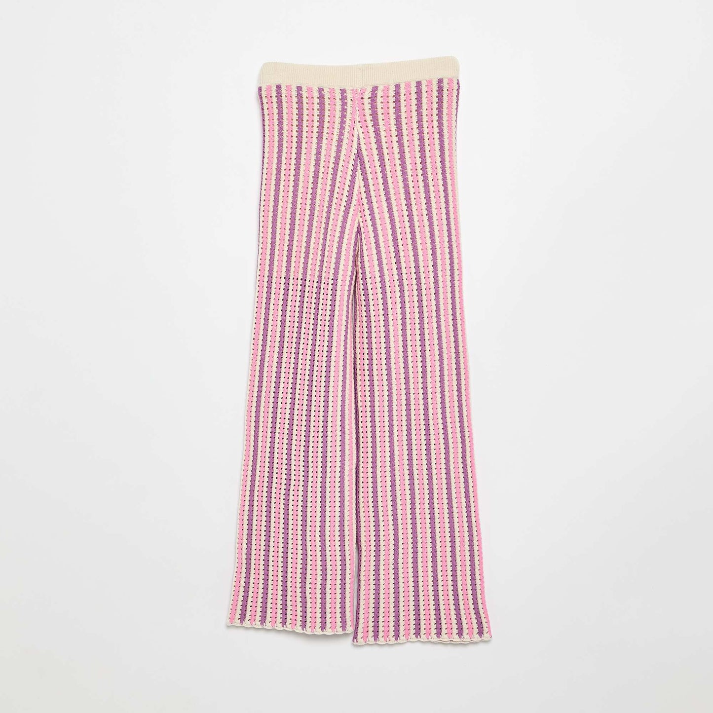 Striped Crochet-Knit Effect Pants PURPLE