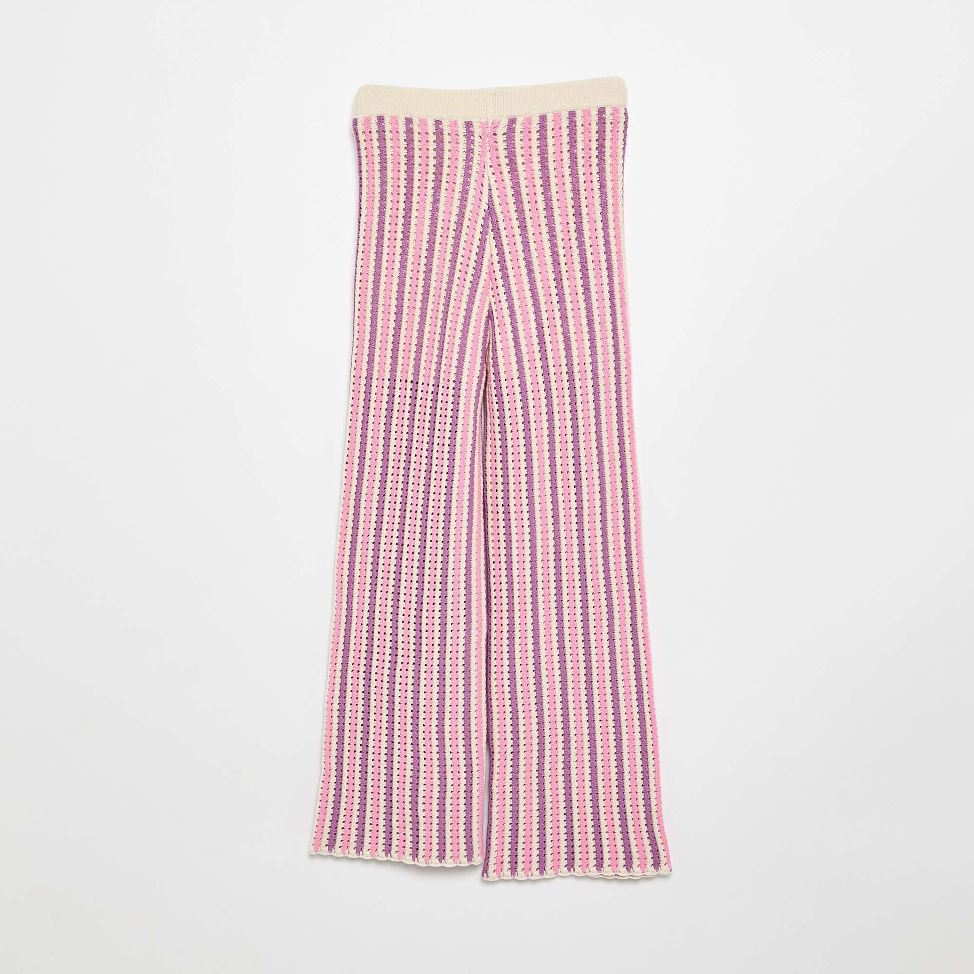 Striped Crochet-Knit Effect Pants PURPLE