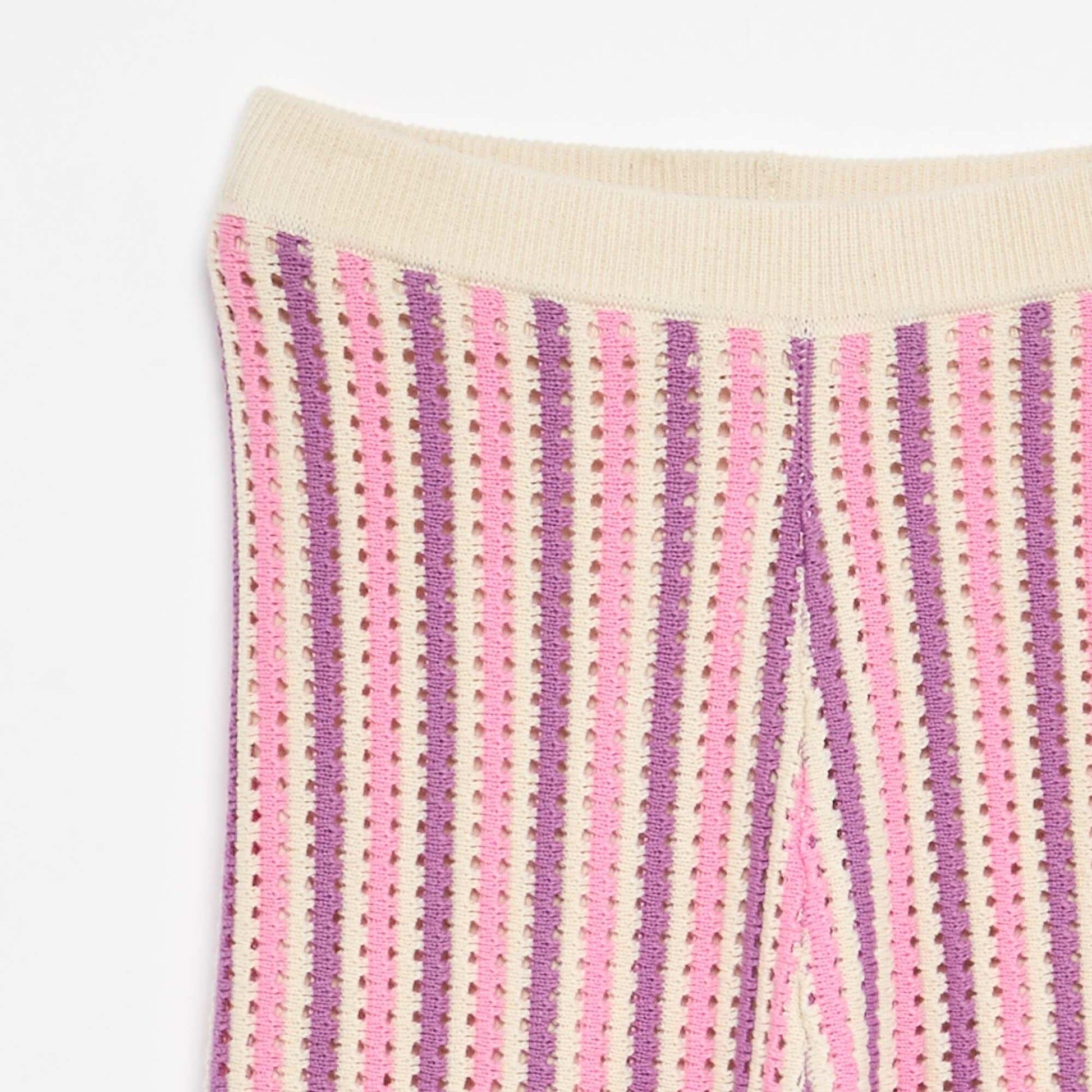 Striped Crochet-Knit Effect Pants PURPLE