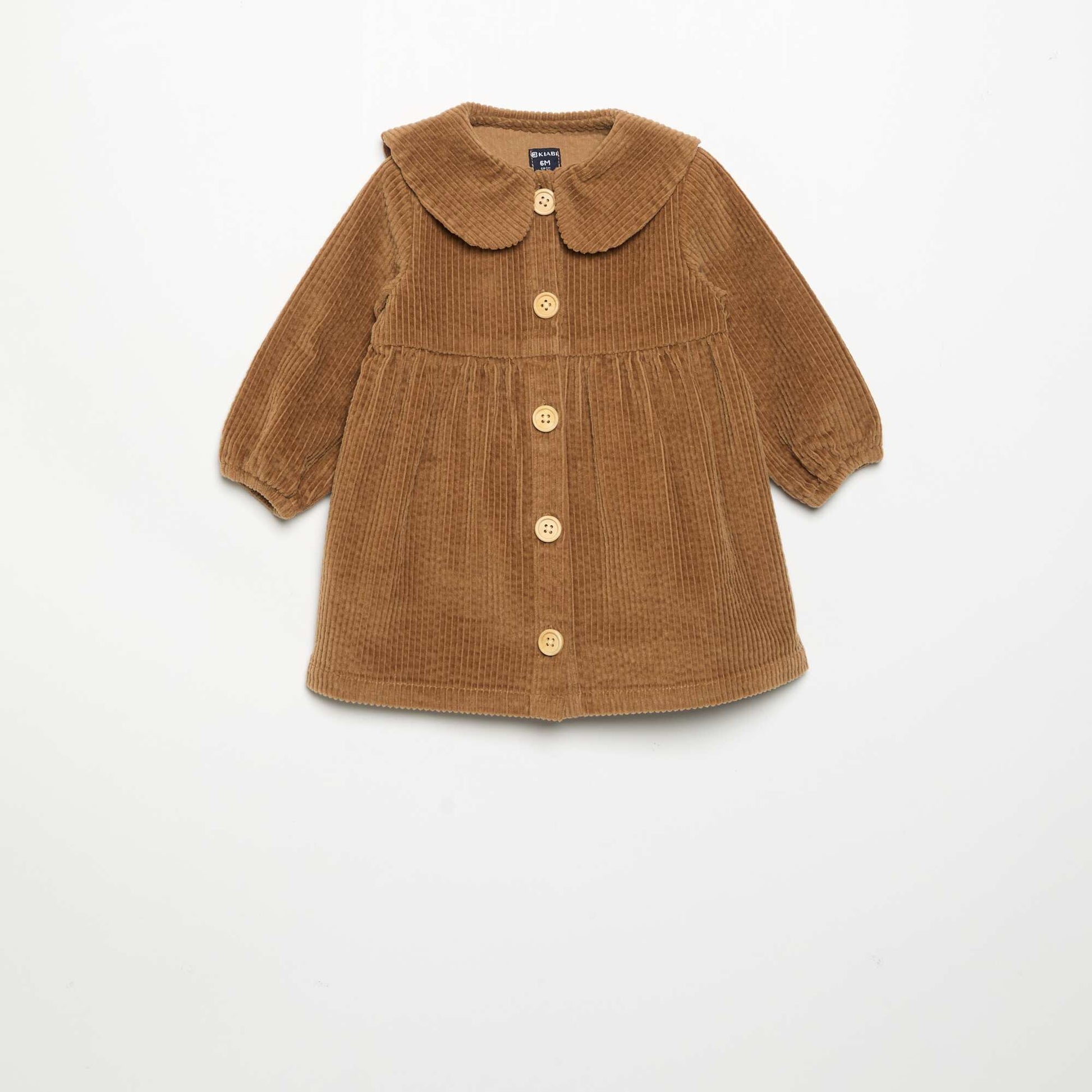 Long-sleeved velvet dress BEIGE