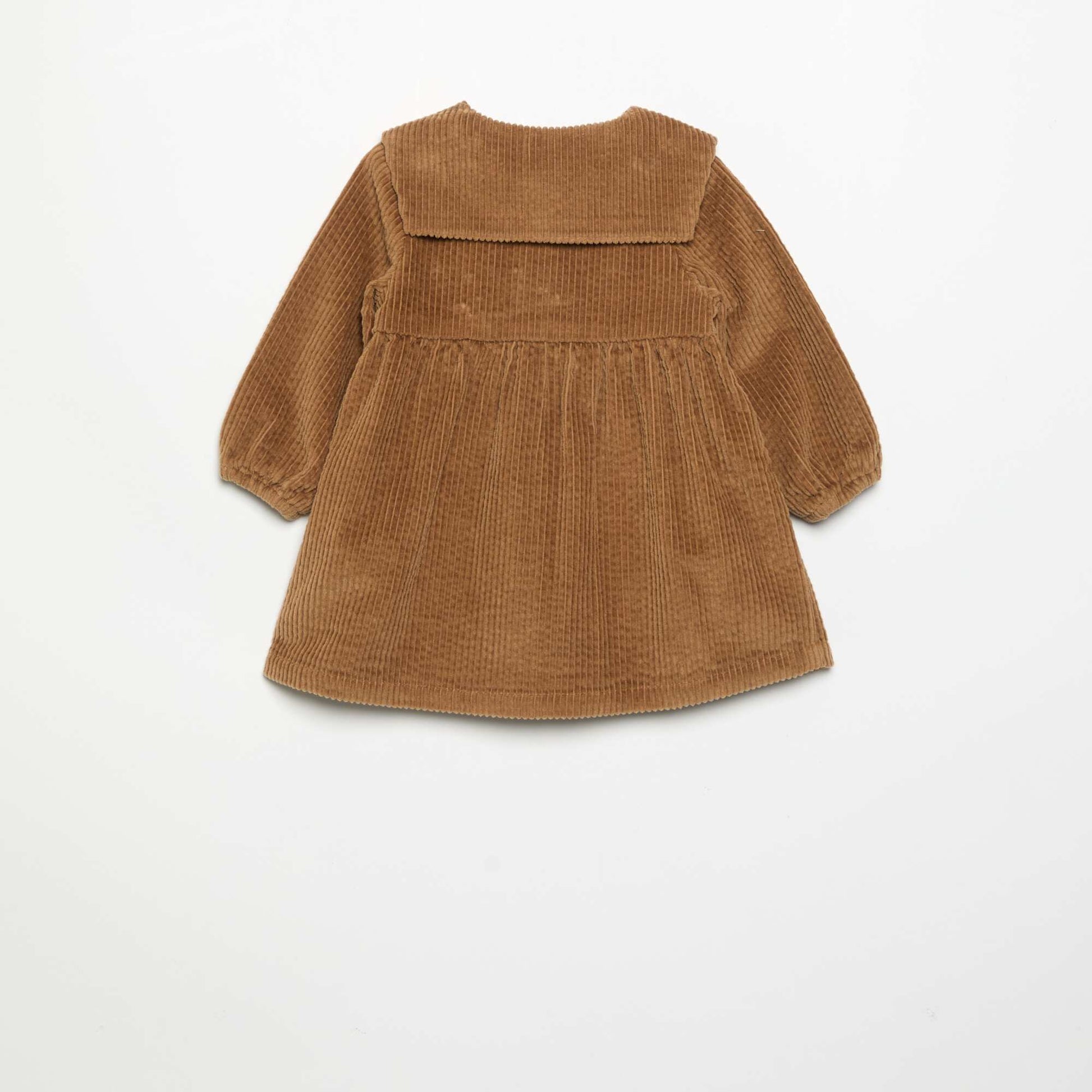 Long-sleeved velvet dress BEIGE