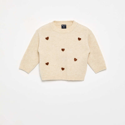 Sweater with 'heart' designs BEIGE