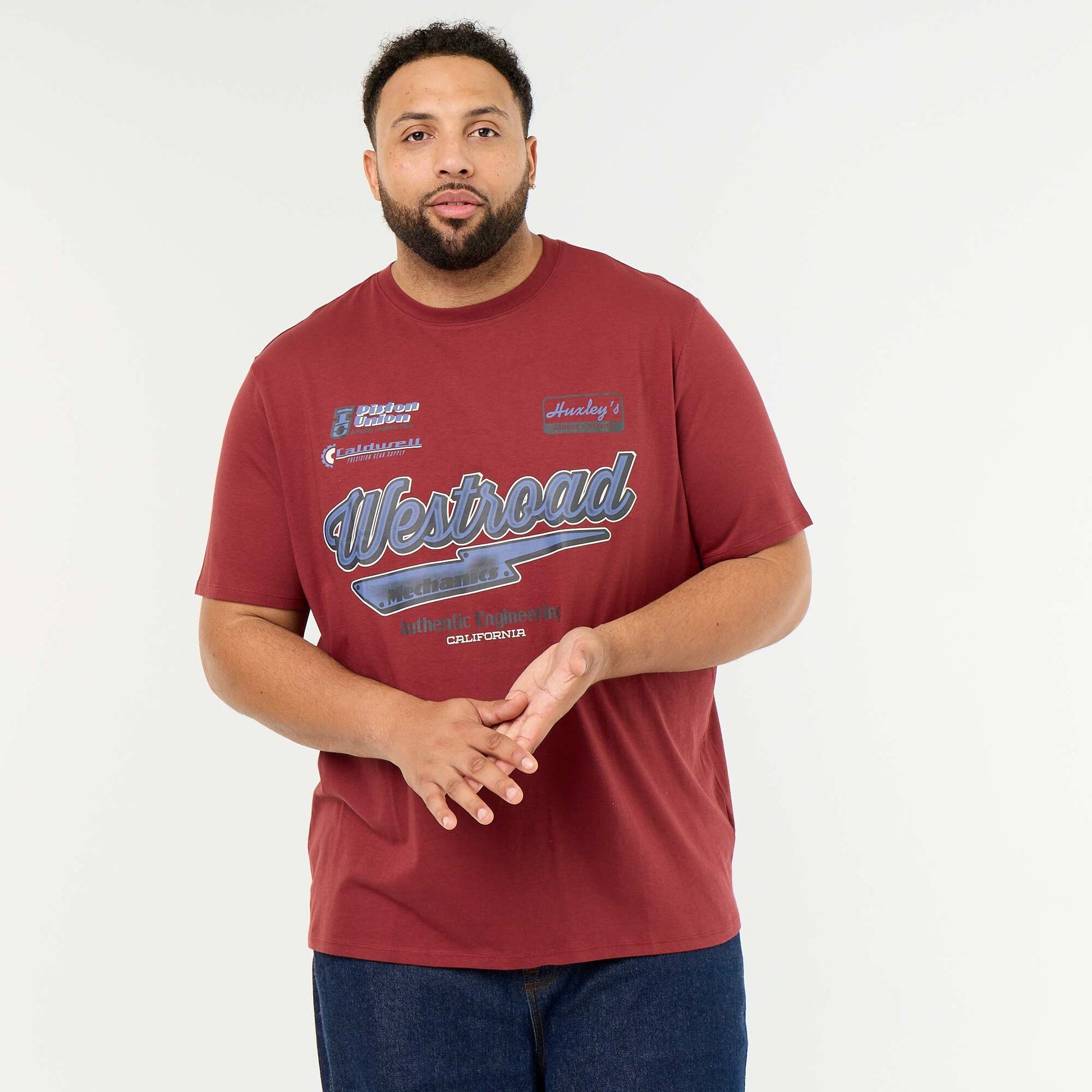 Short-sleeved printed jersey T-shirt RED