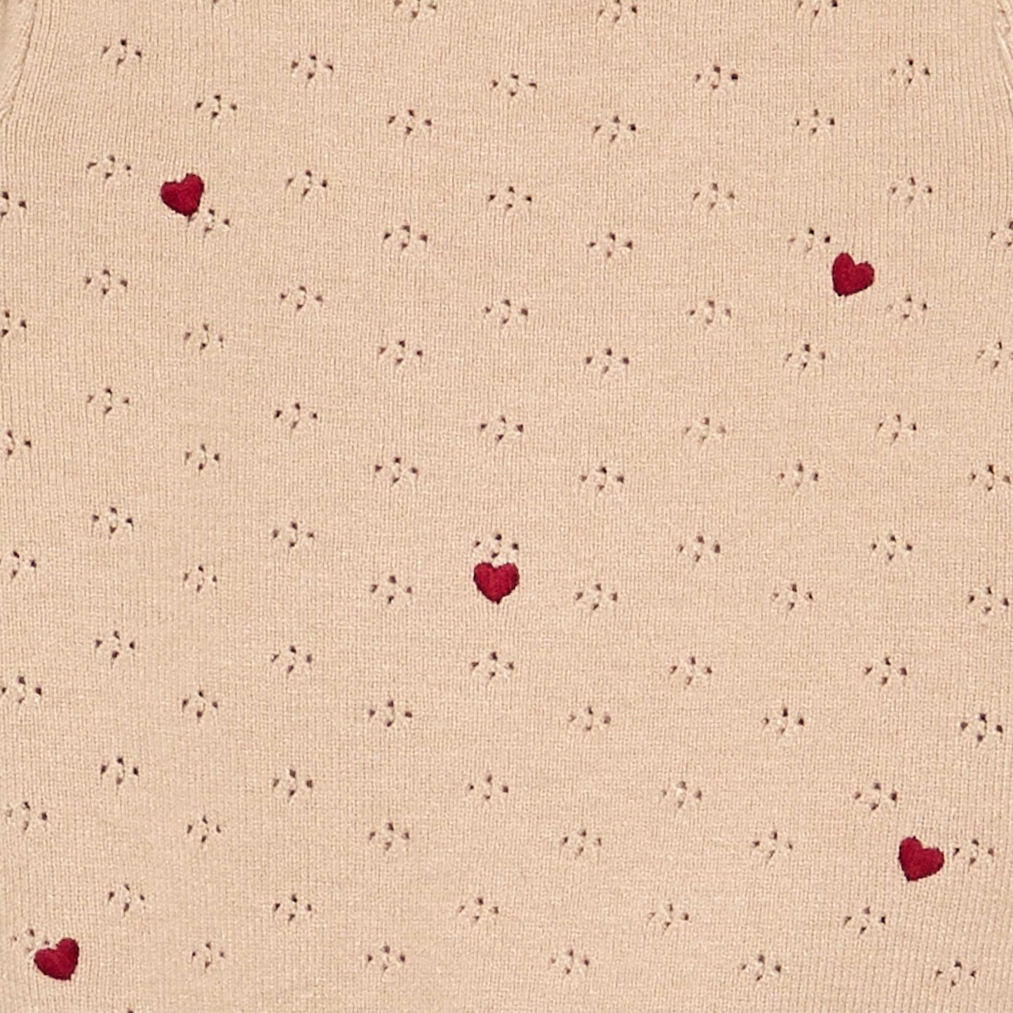 Embroidered Pointelle Knit Sweater BEIGE
