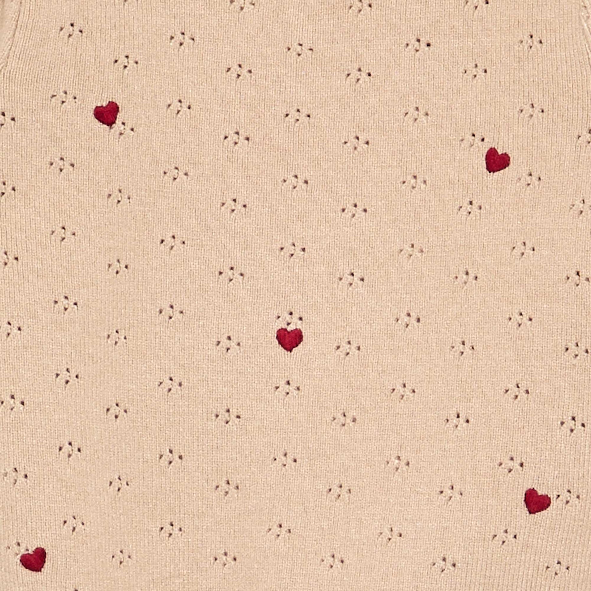 Embroidered Pointelle Knit Sweater BEIGE