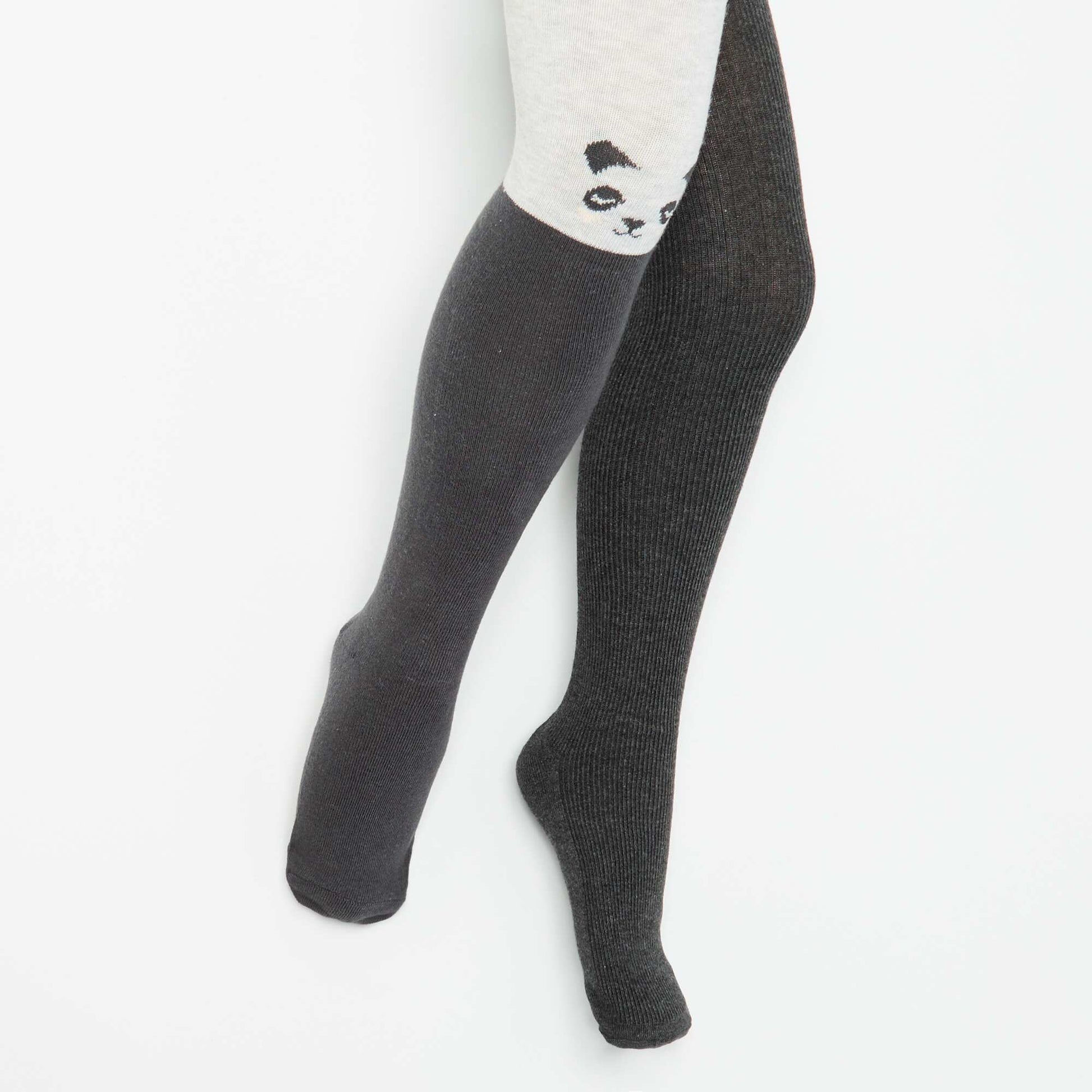 2-pack of patterned tights GREY