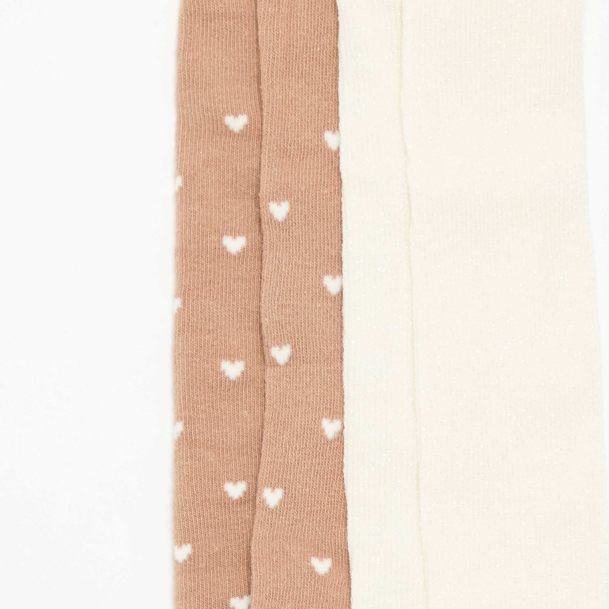 Pack of 2 pairs of patterned tights BEIGE