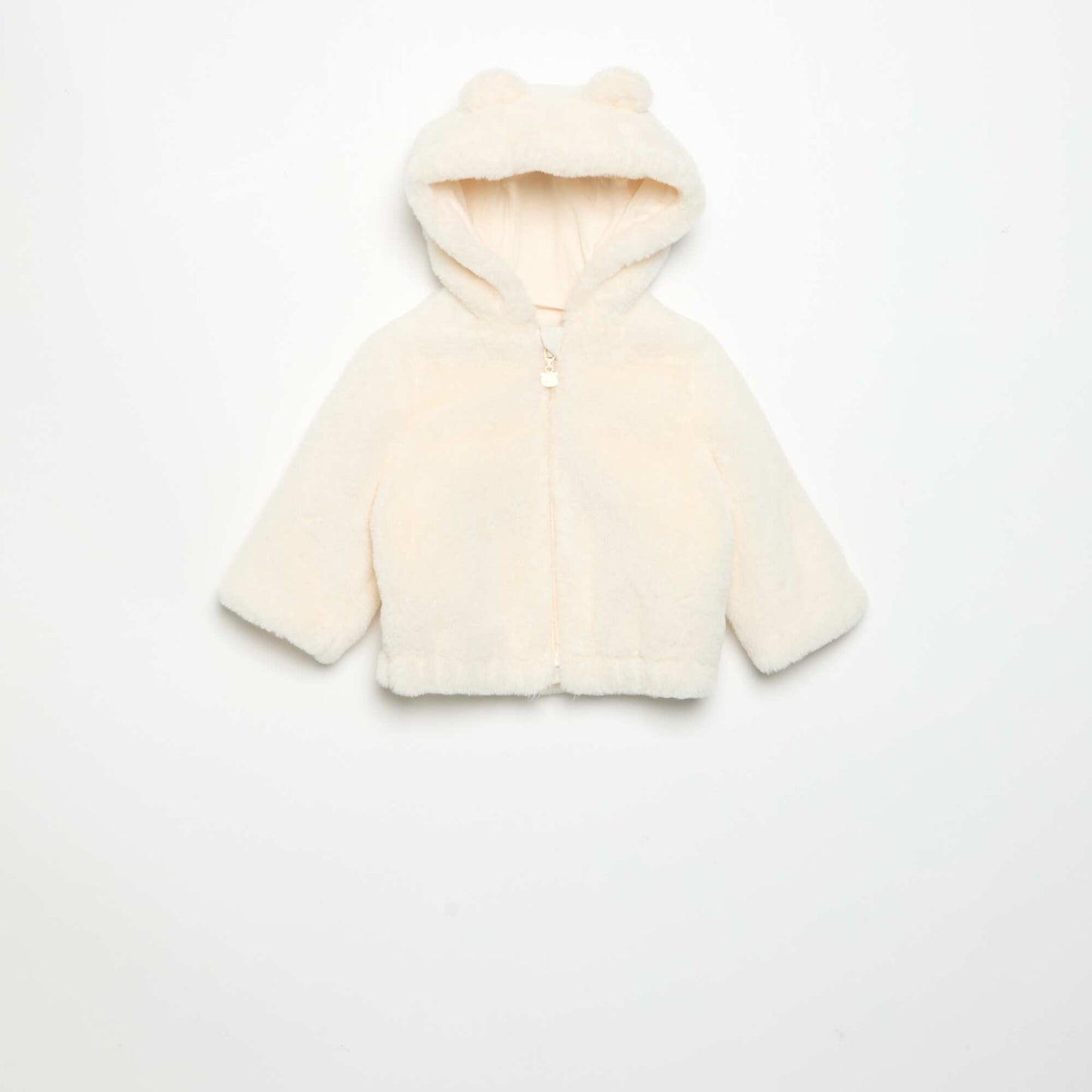 Short faux fur hooded jacket WHITE