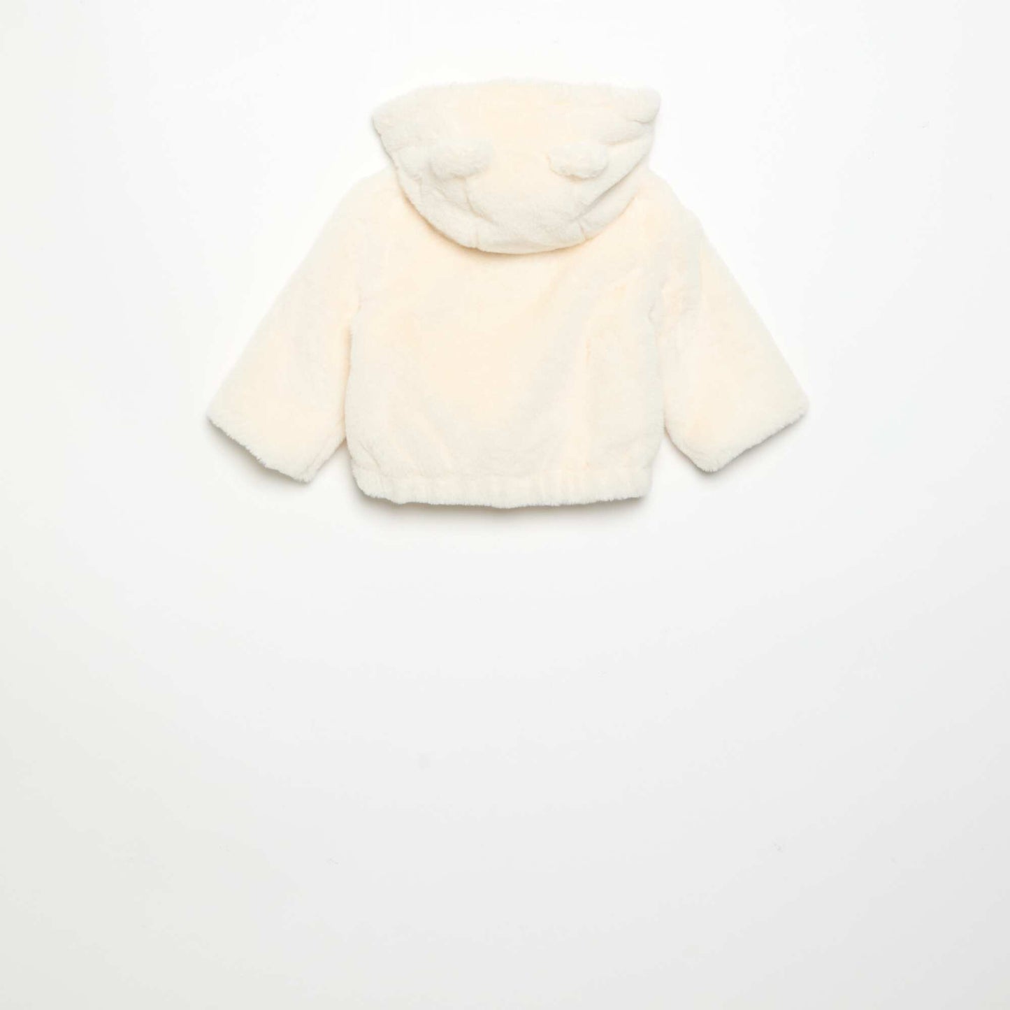 Short faux fur hooded jacket WHITE