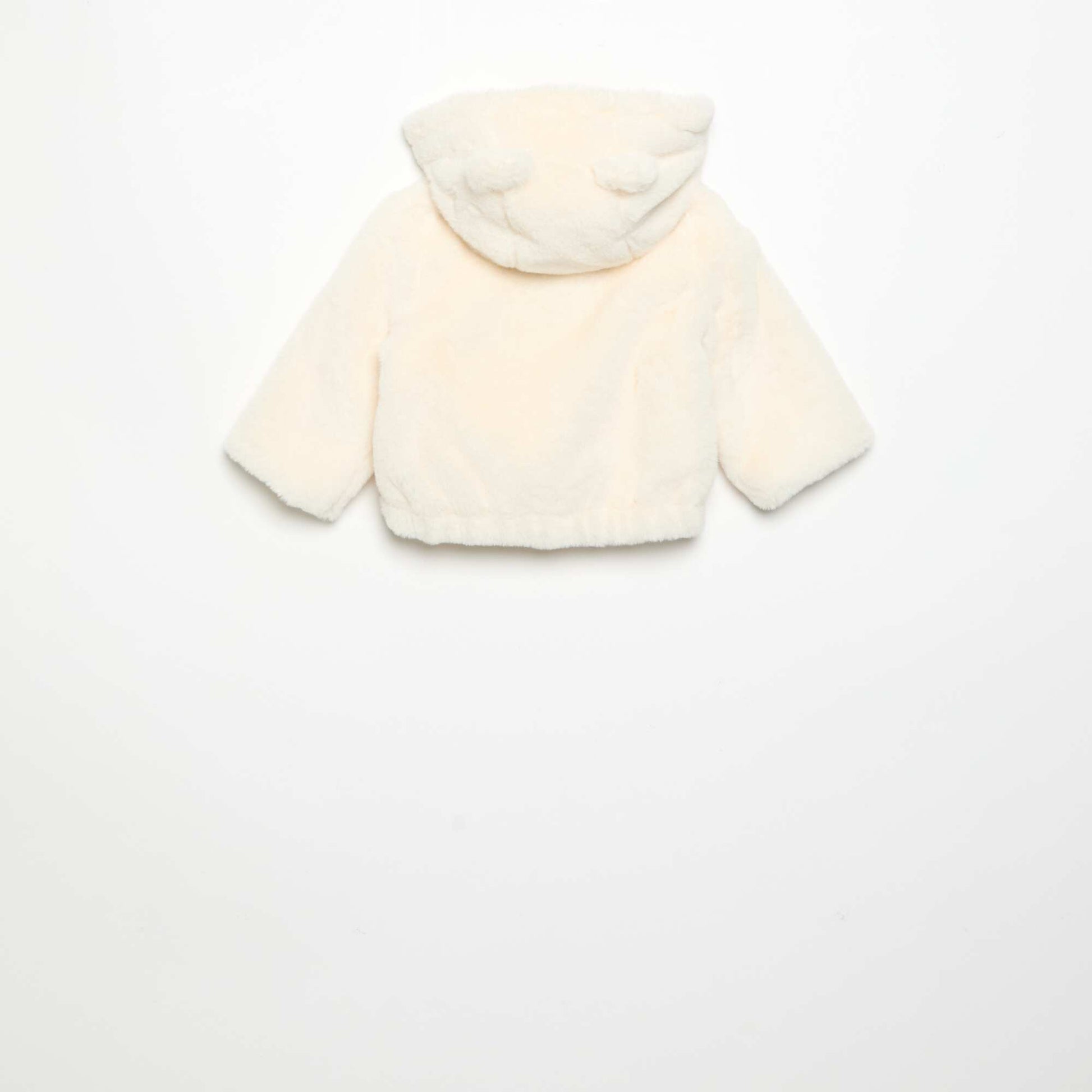 Short faux fur hooded jacket WHITE