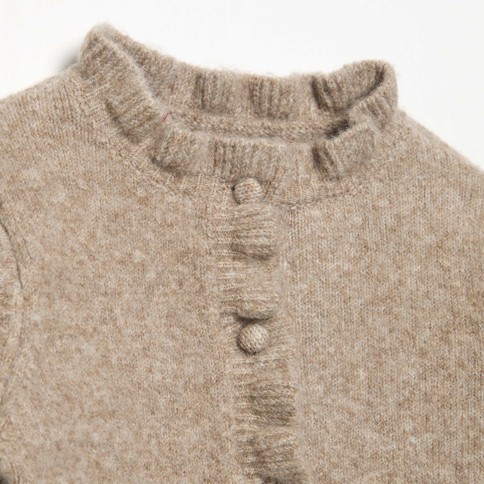 Long-sleeved cardigan with ruffles BEIGE