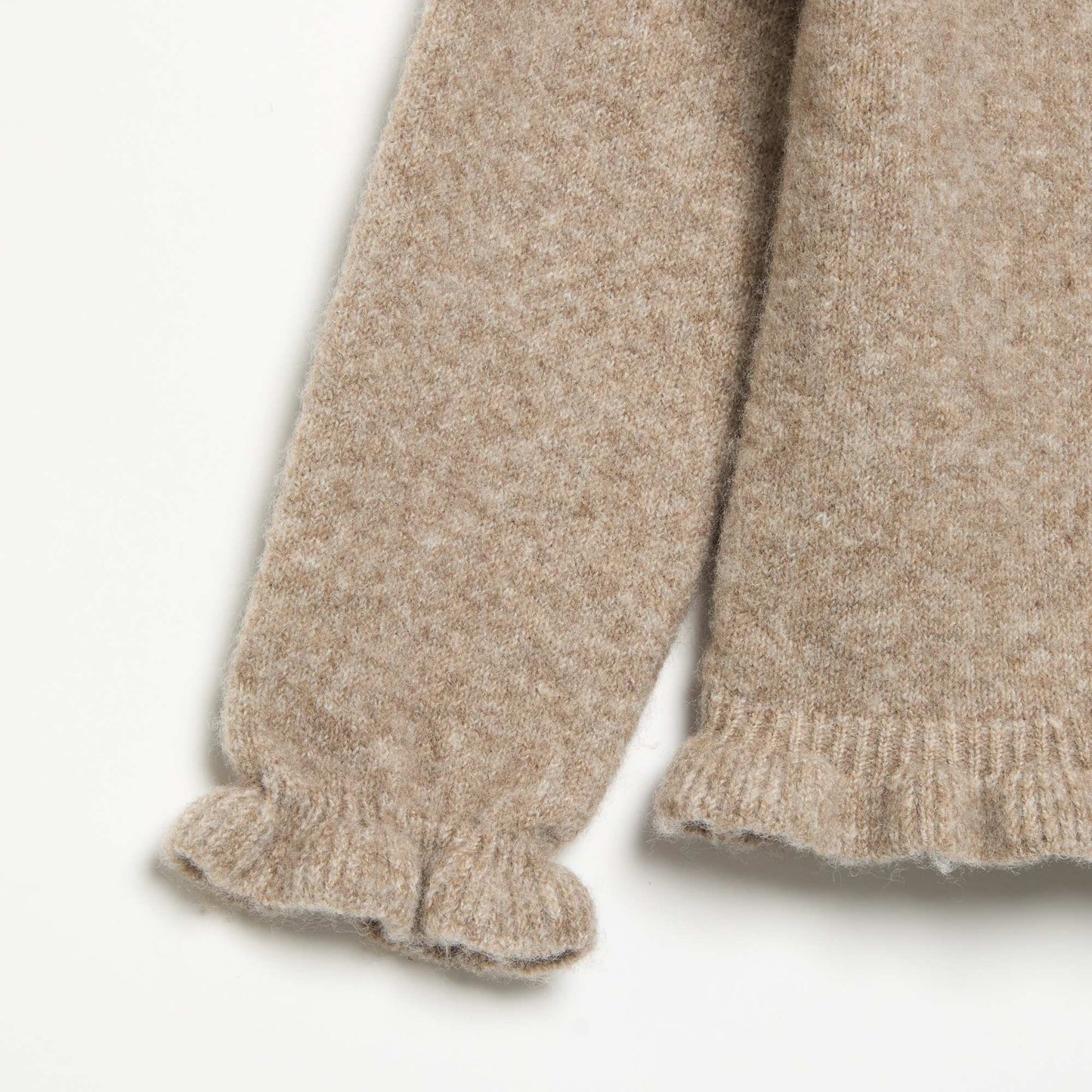 Long-sleeved cardigan with ruffles BEIGE
