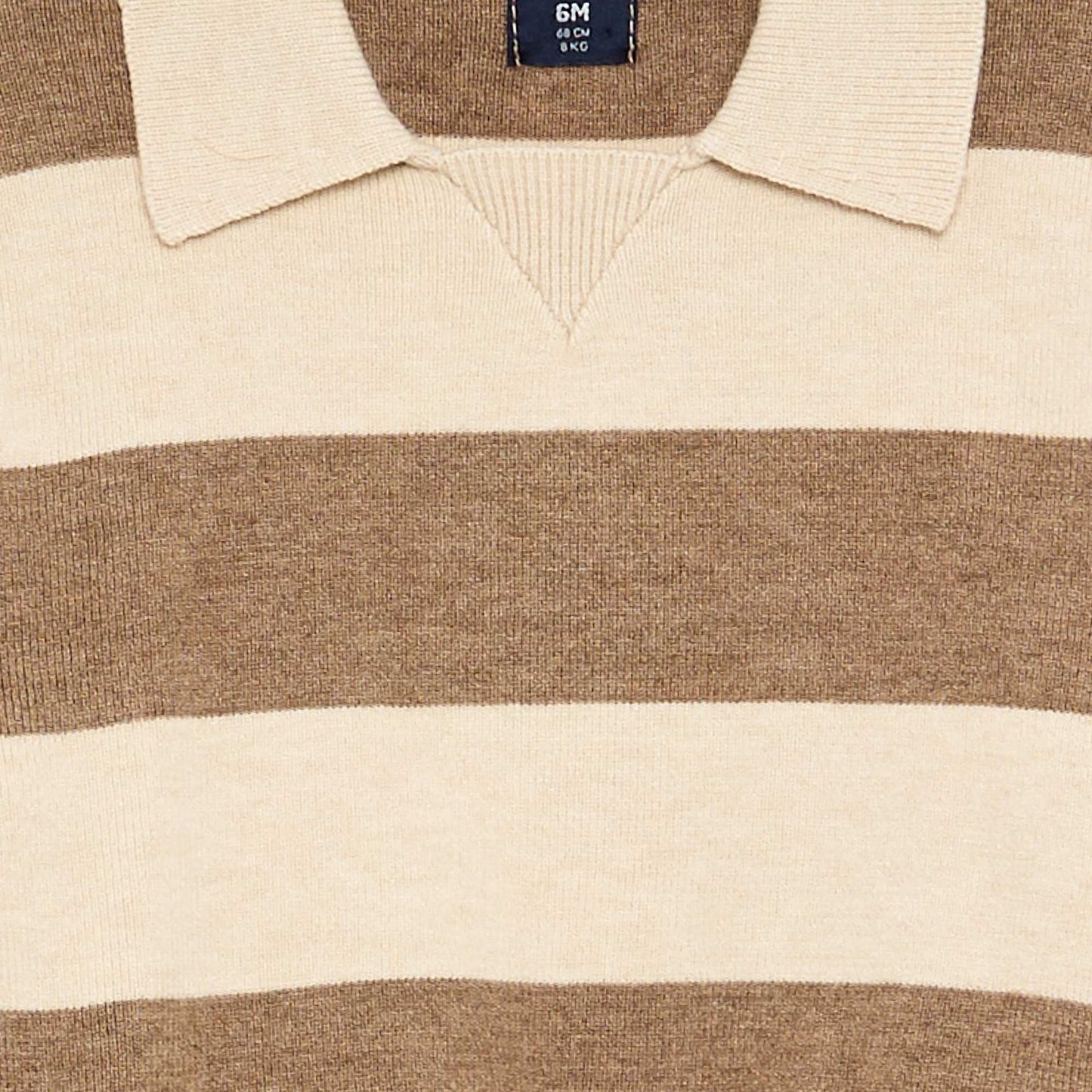 Striped long-sleeve polo sweater BEIGE