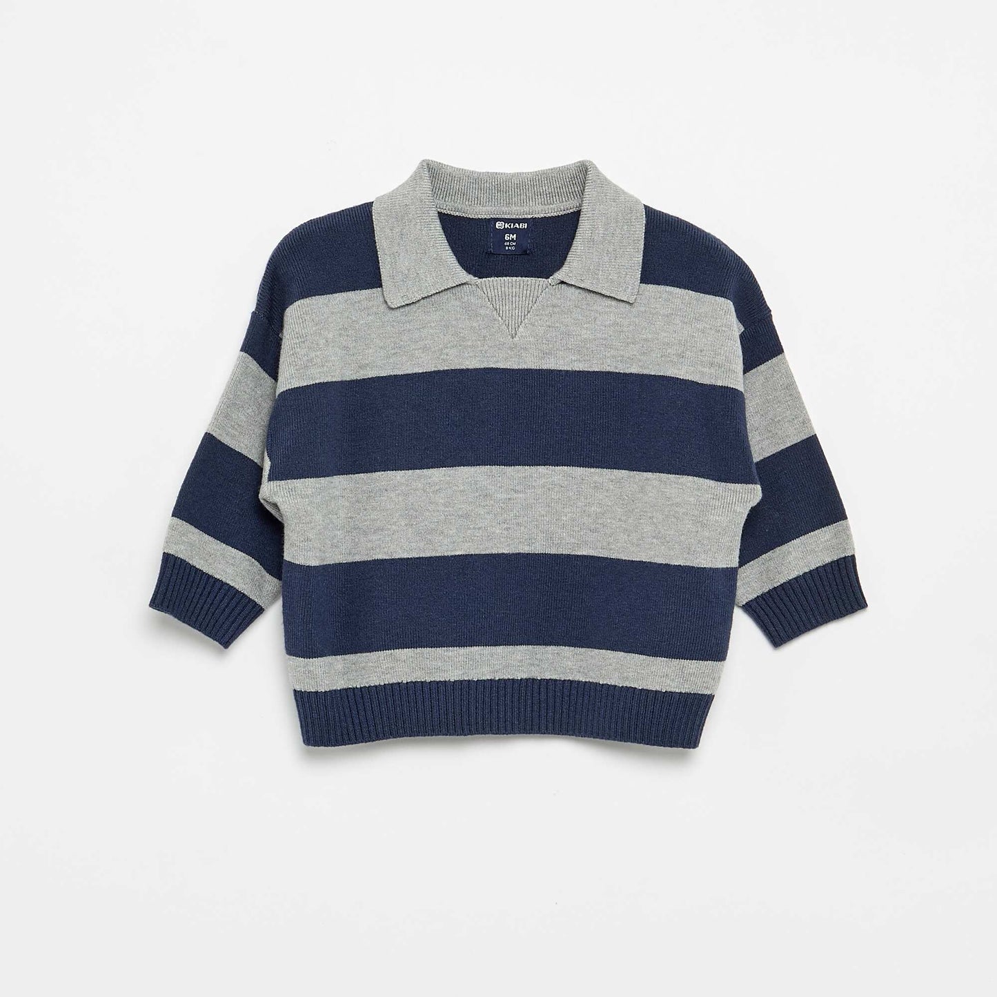 Striped long-sleeve polo sweater BLUE