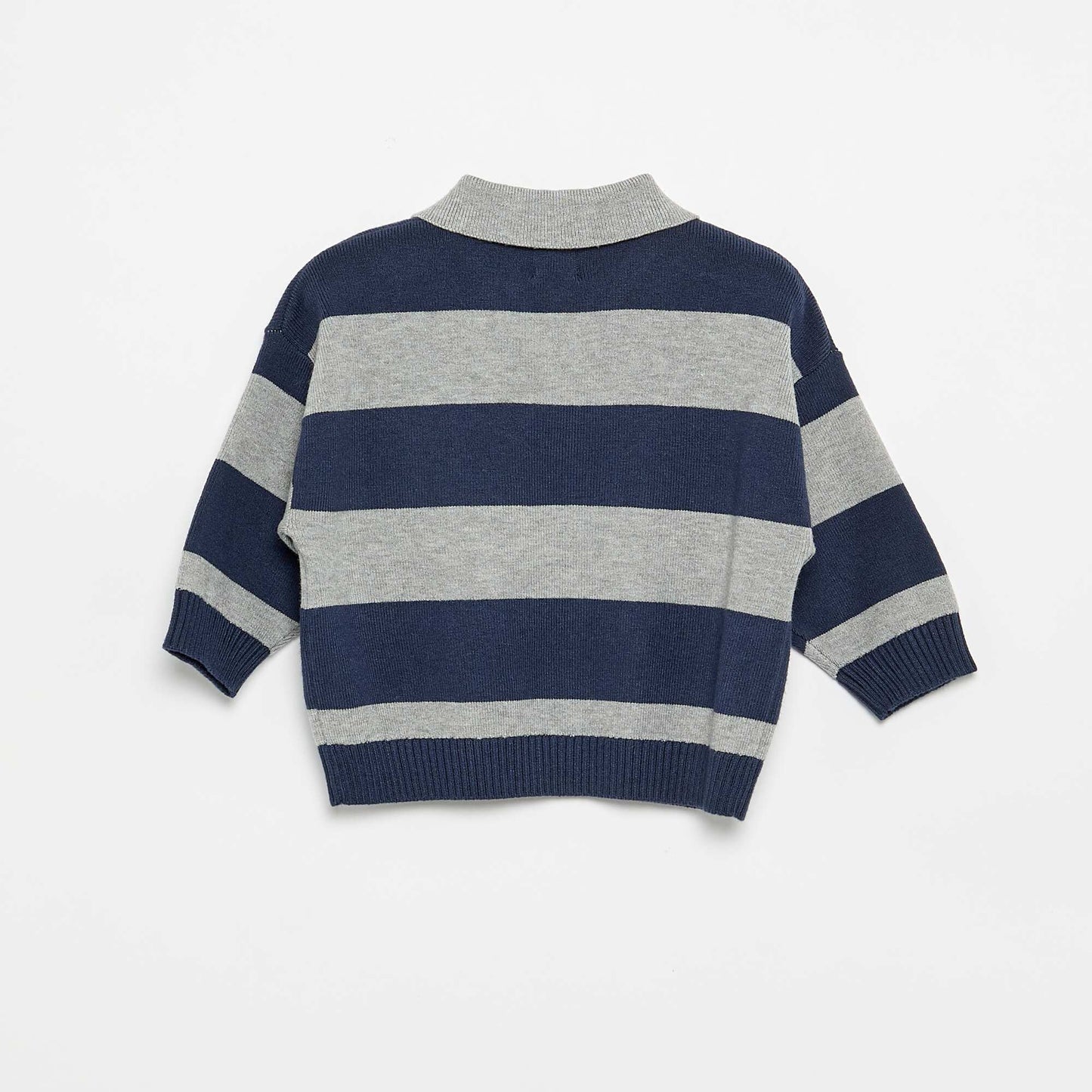 Striped long-sleeve polo sweater BLUE