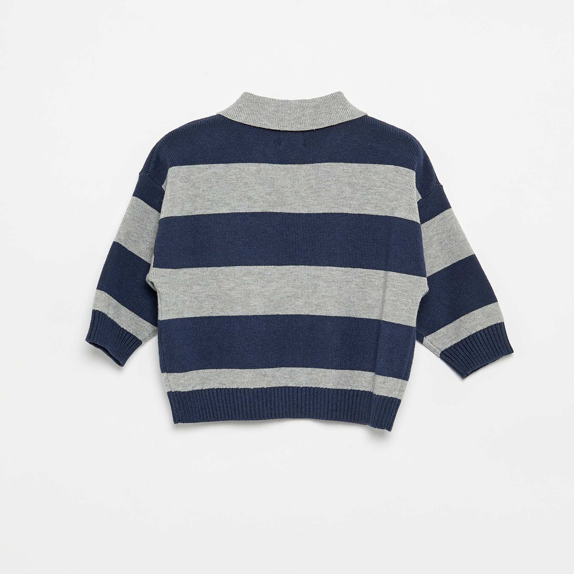 Striped long-sleeve polo sweater BLUE