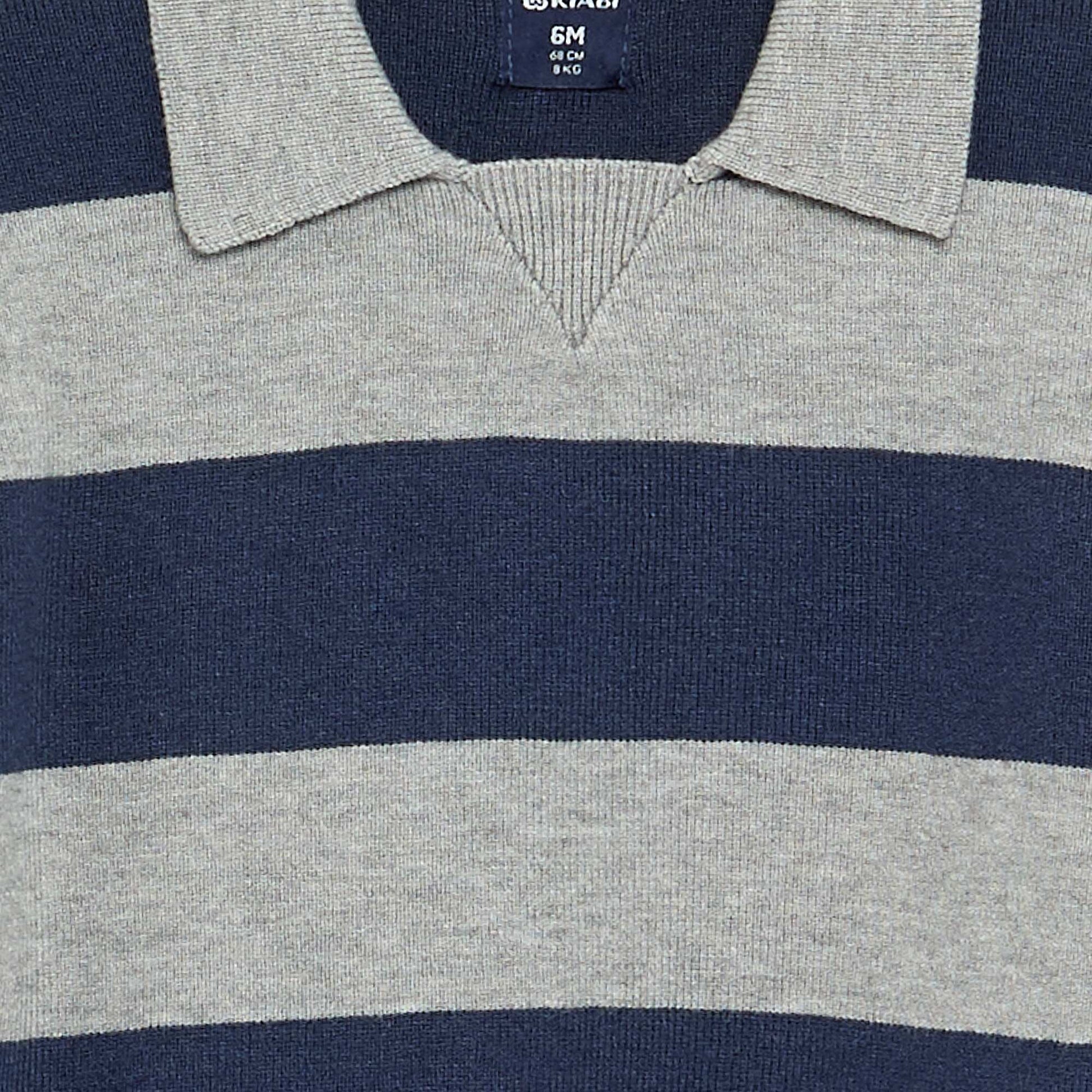 Striped long-sleeve polo sweater BLUE