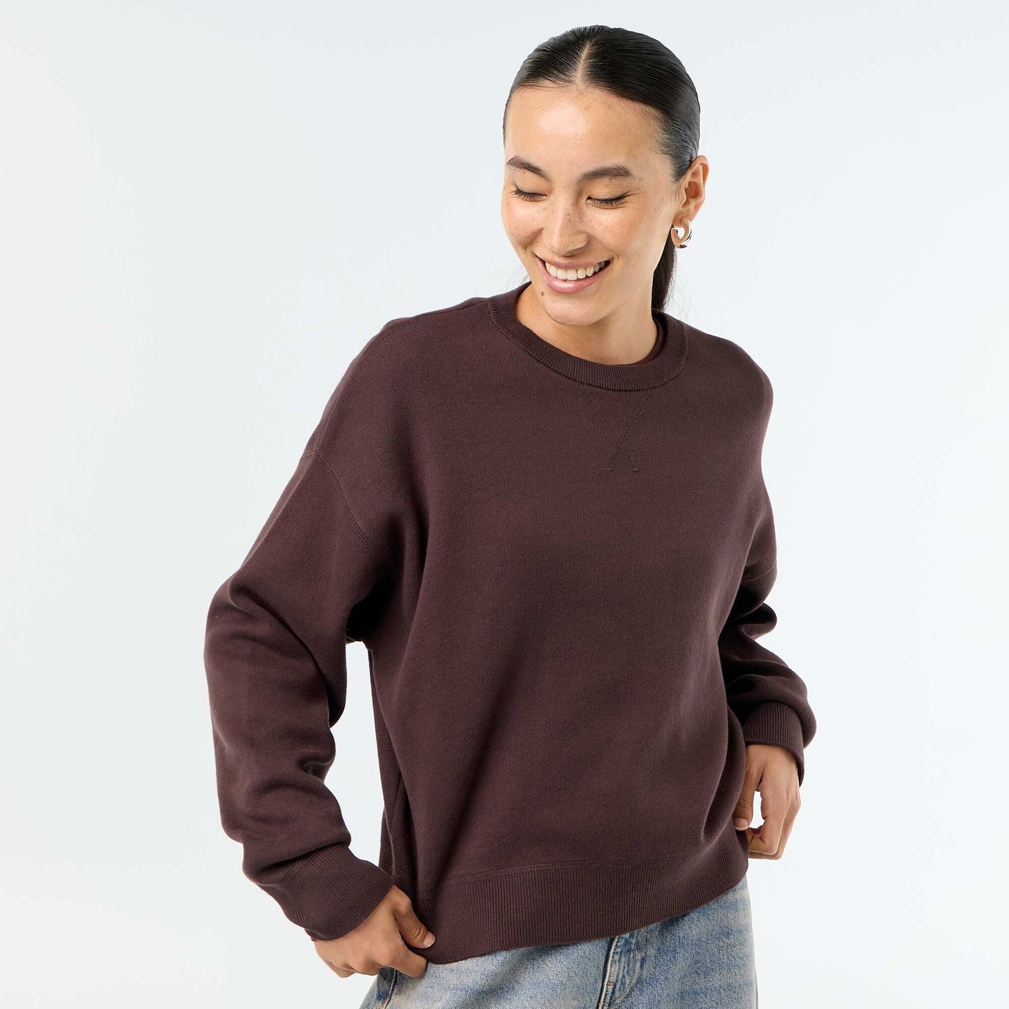 Colorful thick cotton sweater BROWN