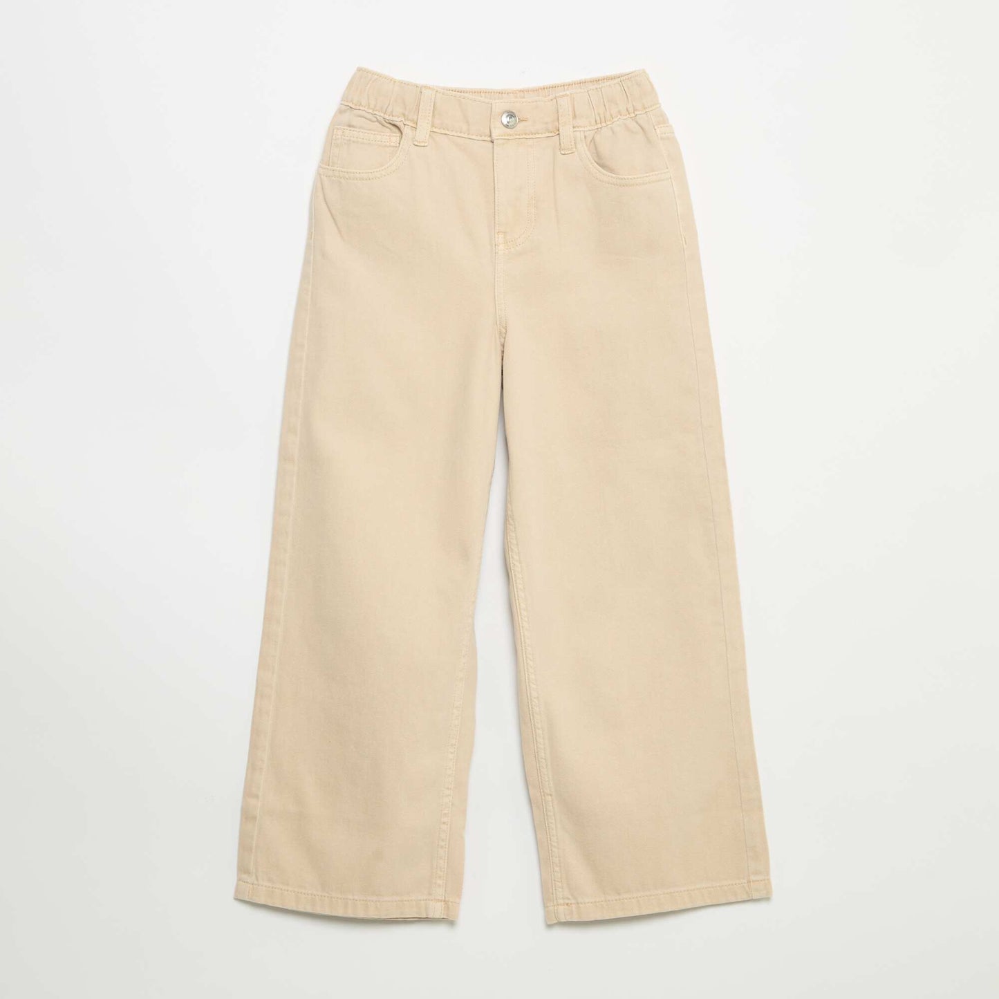 Adjustable Waist Wide Leg Trousers BEIGE