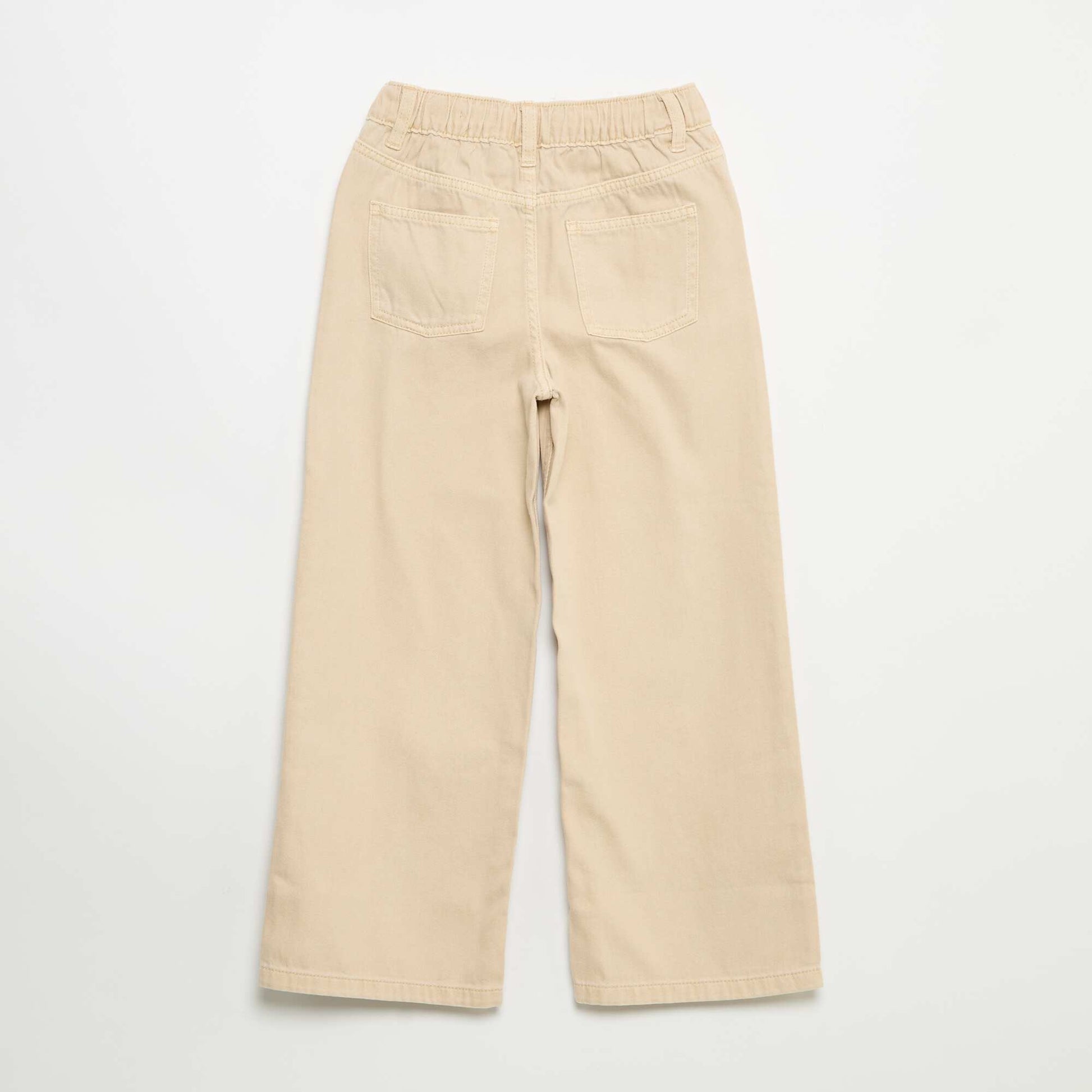 Adjustable Waist Wide Leg Trousers BEIGE