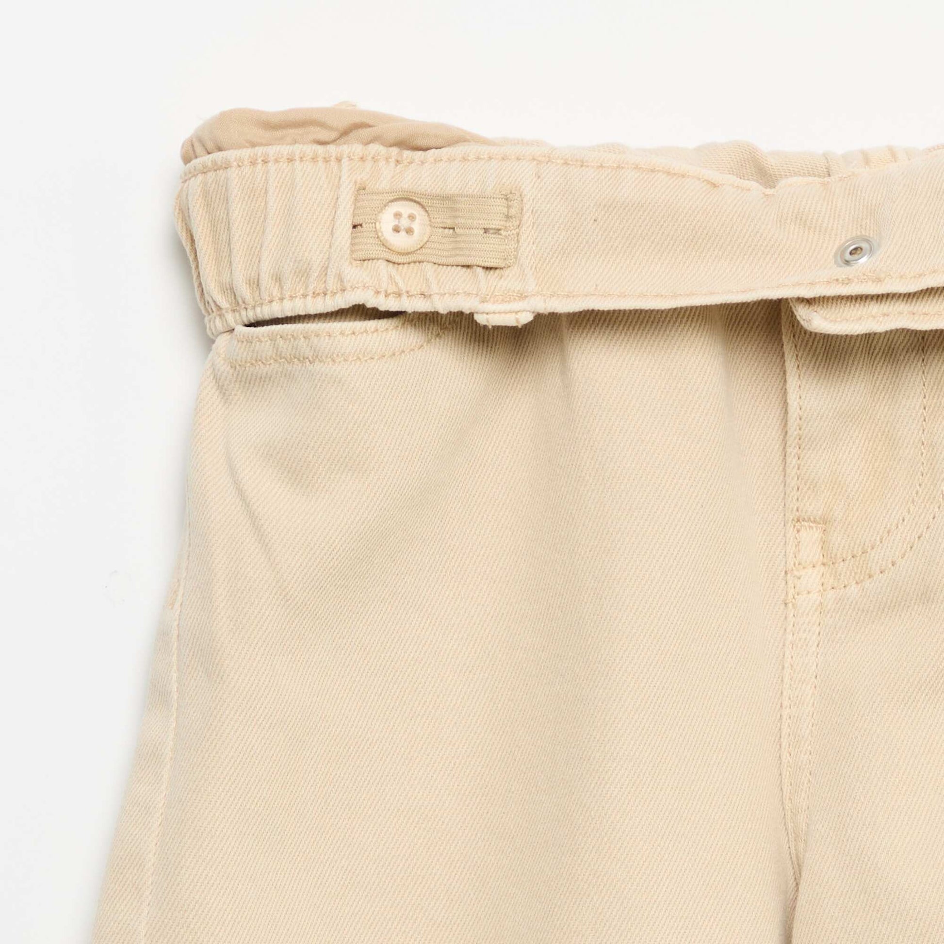 Adjustable Waist Wide Leg Trousers BEIGE