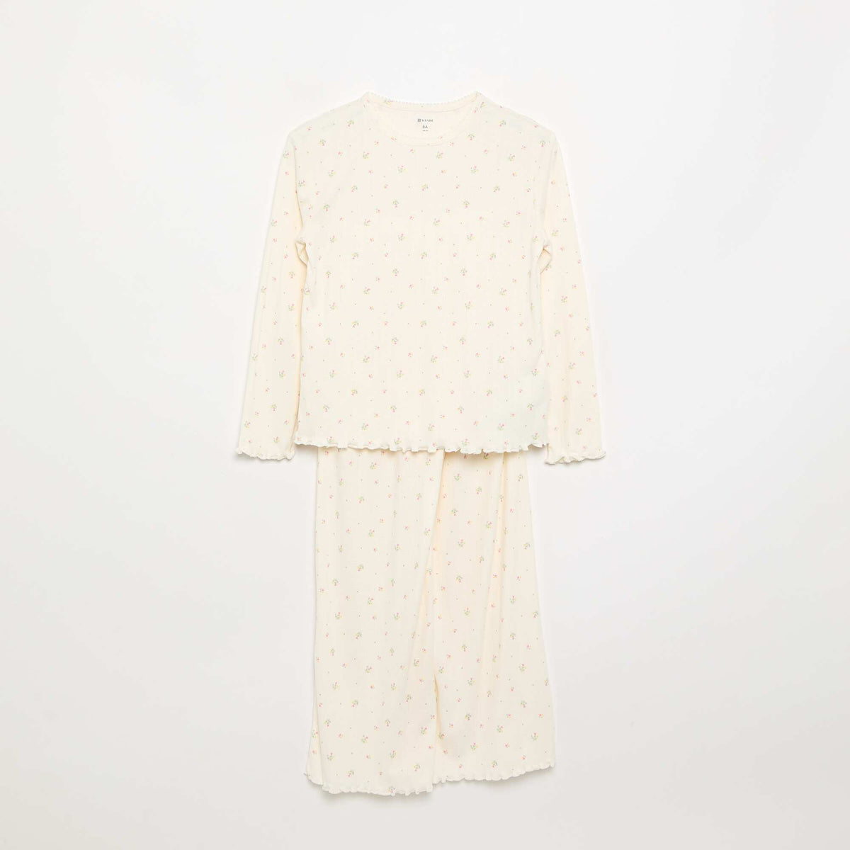 2-piece Pointelle Knit Pajamas BEIGE