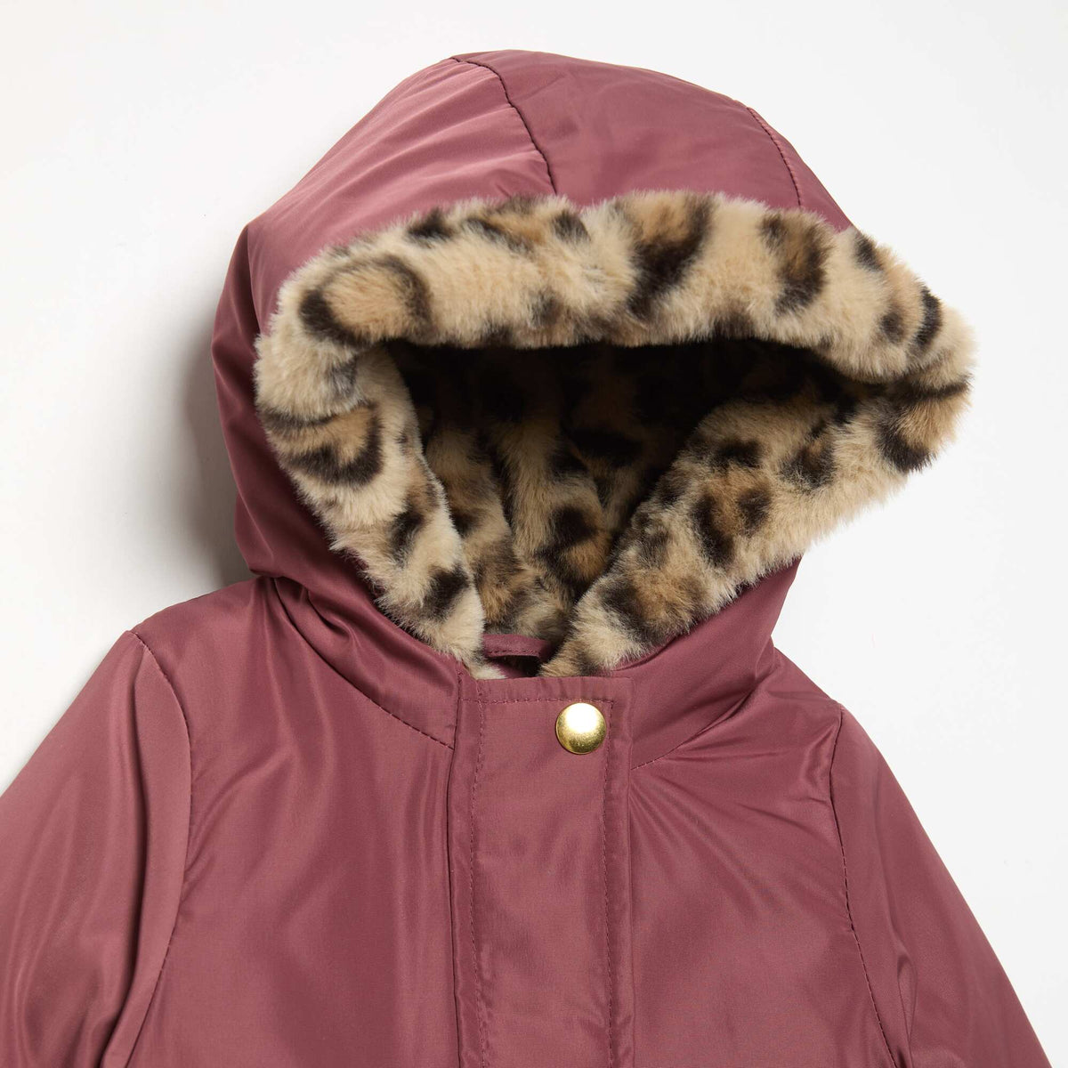 Hooded Parka with Faux Fur Lining PINK