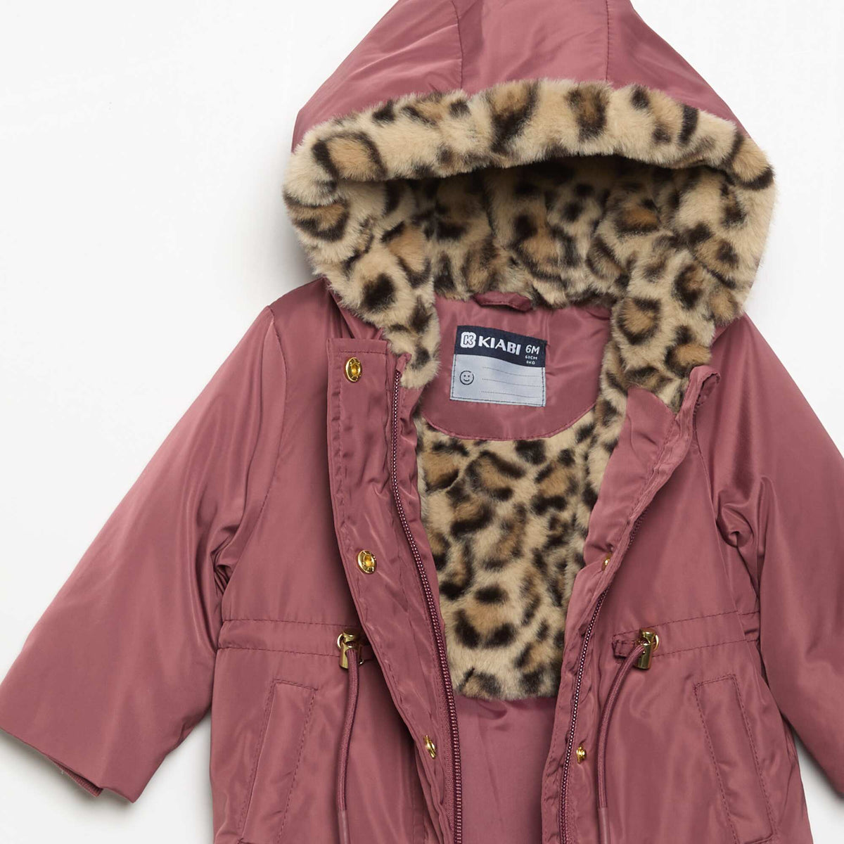 Hooded Parka with Faux Fur Lining PINK