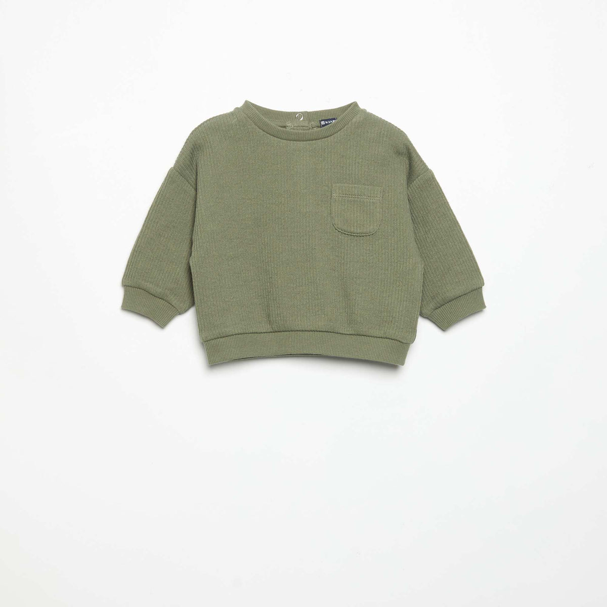 2-Piece Ribbed Knit Set - Sweatshirt and Trousers GREEN