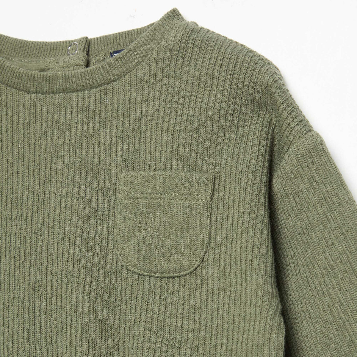 2-Piece Ribbed Knit Set - Sweatshirt and Trousers GREEN