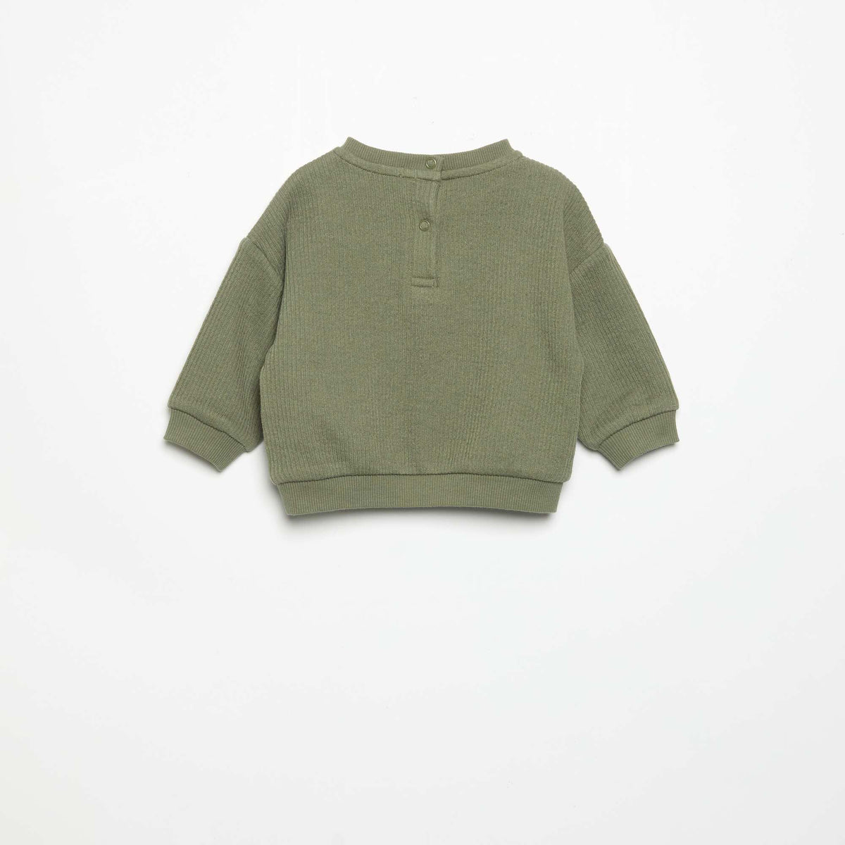 2-Piece Ribbed Knit Set - Sweatshirt and Trousers GREEN