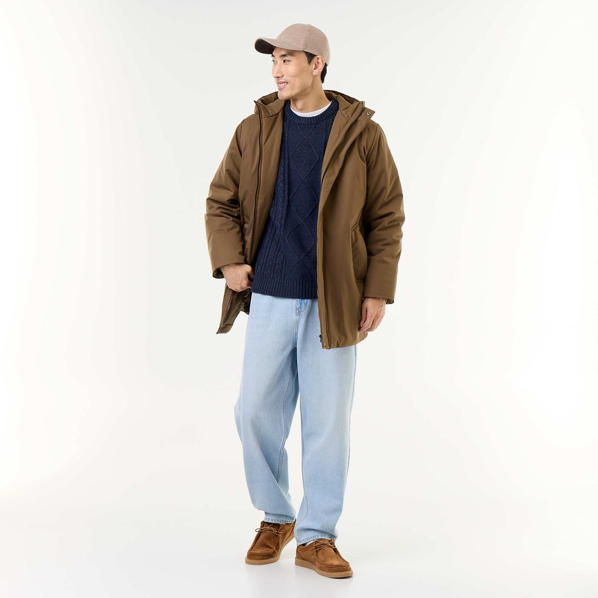 Water-repellent hooded parka GREEN