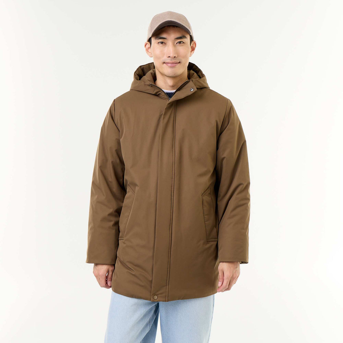 Water-repellent hooded parka GREEN