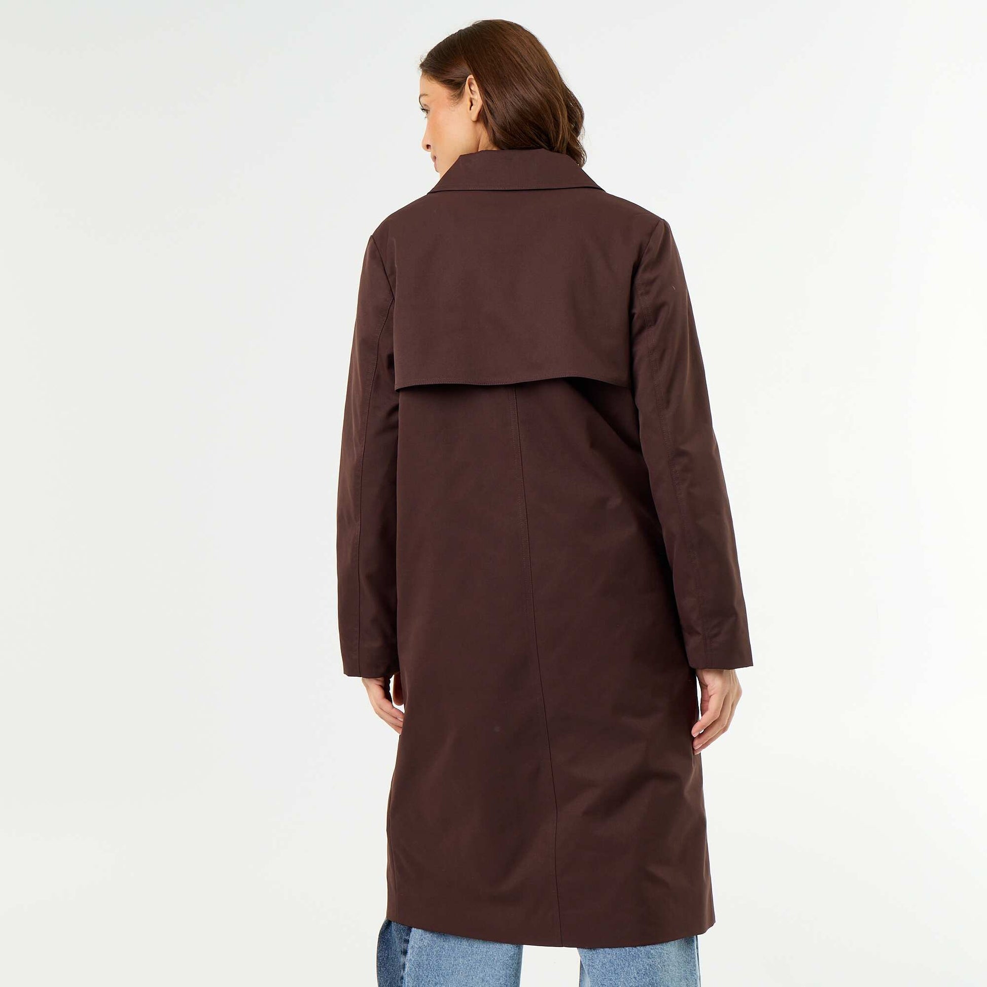 Mid-length trench coat with inner lining BROWN
