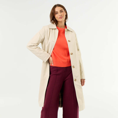 Mid-length trench coat with inner lining BROWN