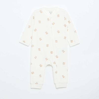 Printed Velour Sleepsuit WHITE