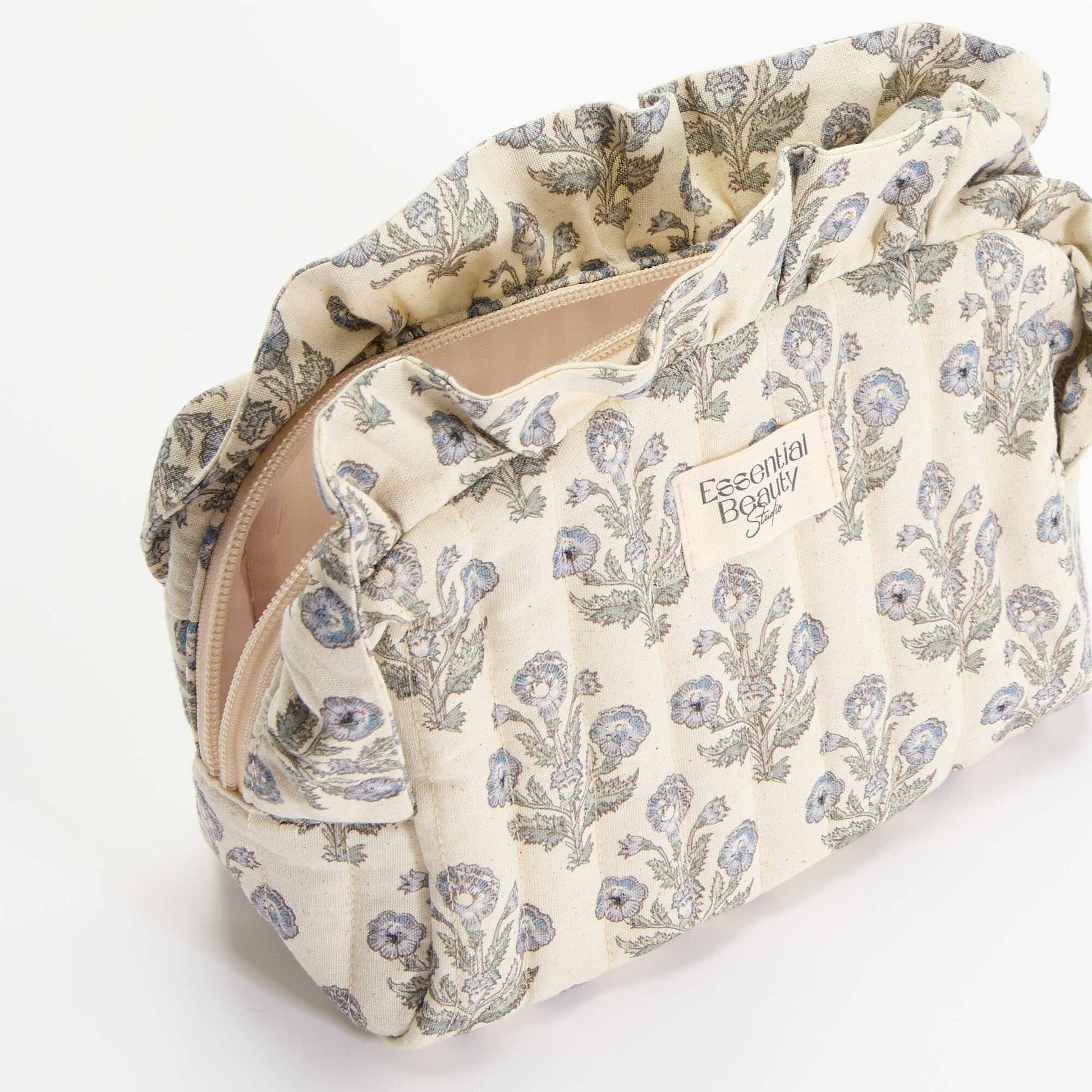 Floral Print Textile Pouch BLUE
