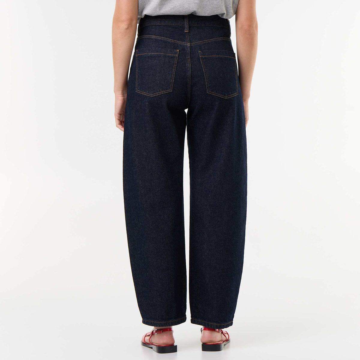 ფართო ლულისებრი ფეხი ჯინსის შარვალი ლურჯი