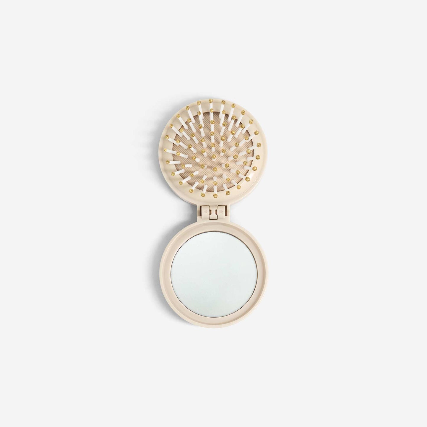 Foldable hairbrush with mirror BEIGE