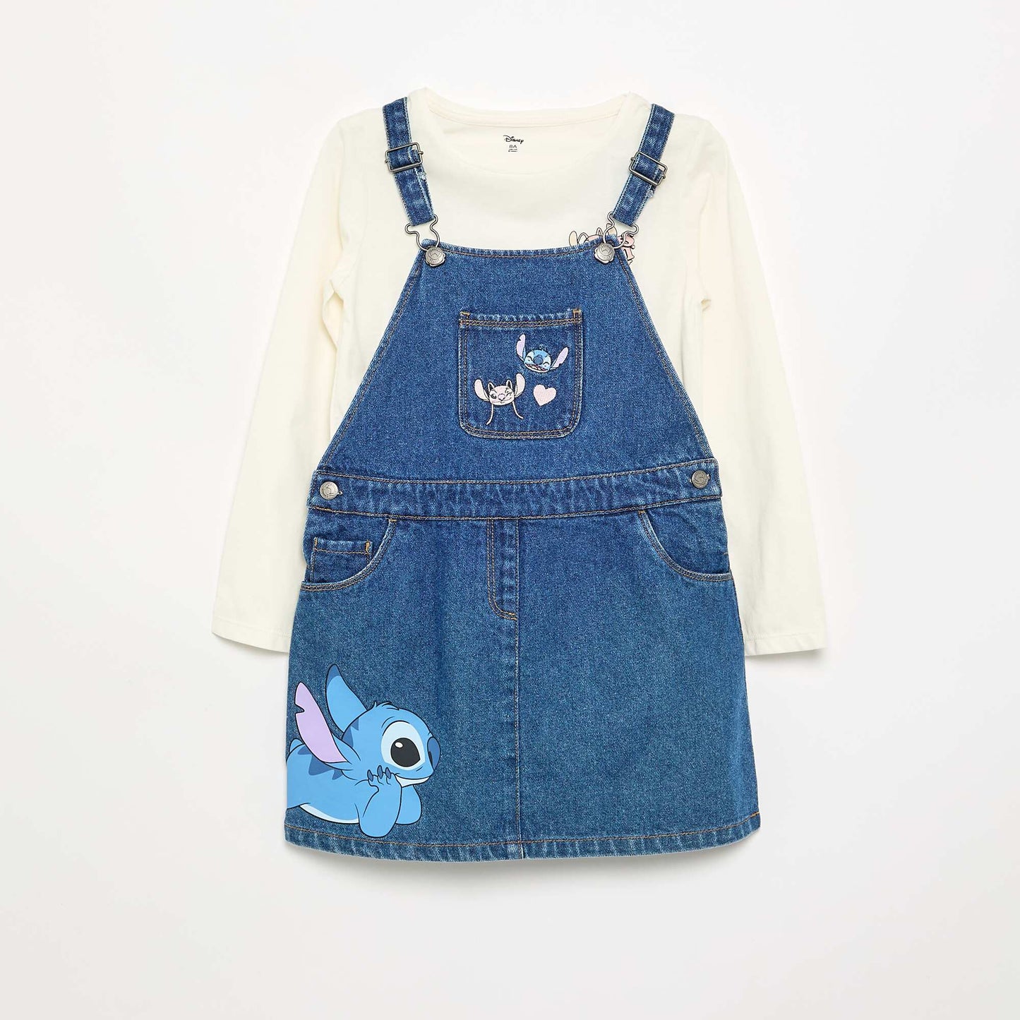 Disney 'Stitch' 2-piece set - dungaree dress + long-sleeved T-shirt BLUE